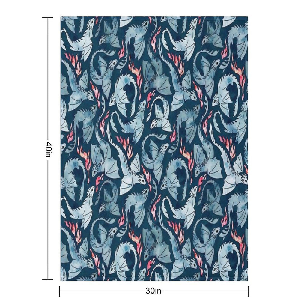 Dragon Fire Dark Blue Velvety-soft Throw Blanket