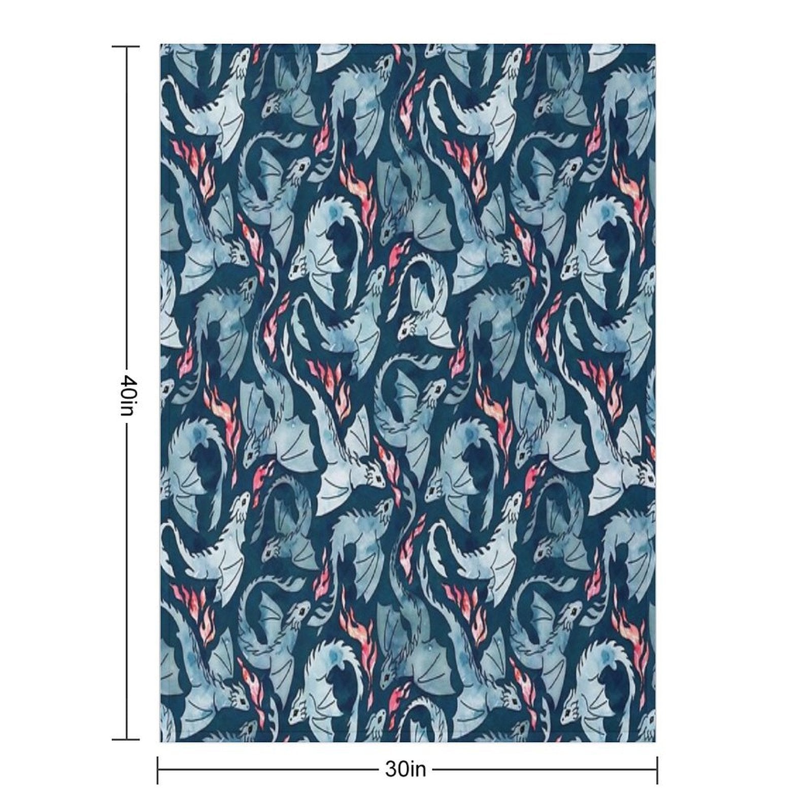 Dragon Fire Dark Blue Velvety-soft Throw Blanket