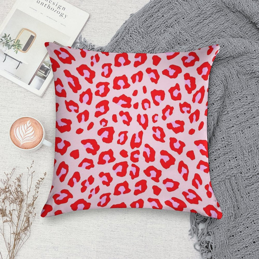 Leopard Print - Red And Pink Original Soft Reinforced Edging Throw Pillow
