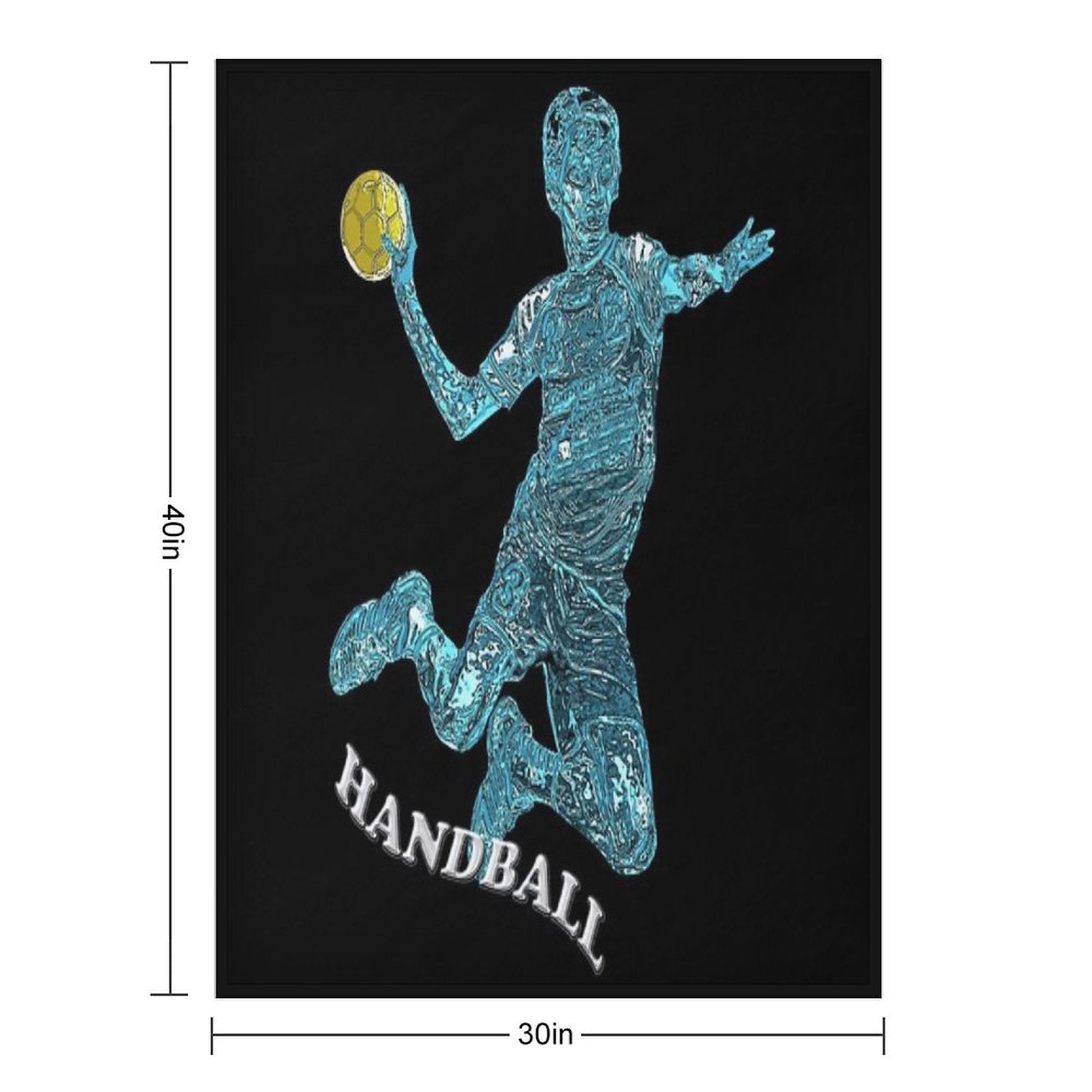 Handball Player Blue Silhouette Gift-ready Throw Blanket
