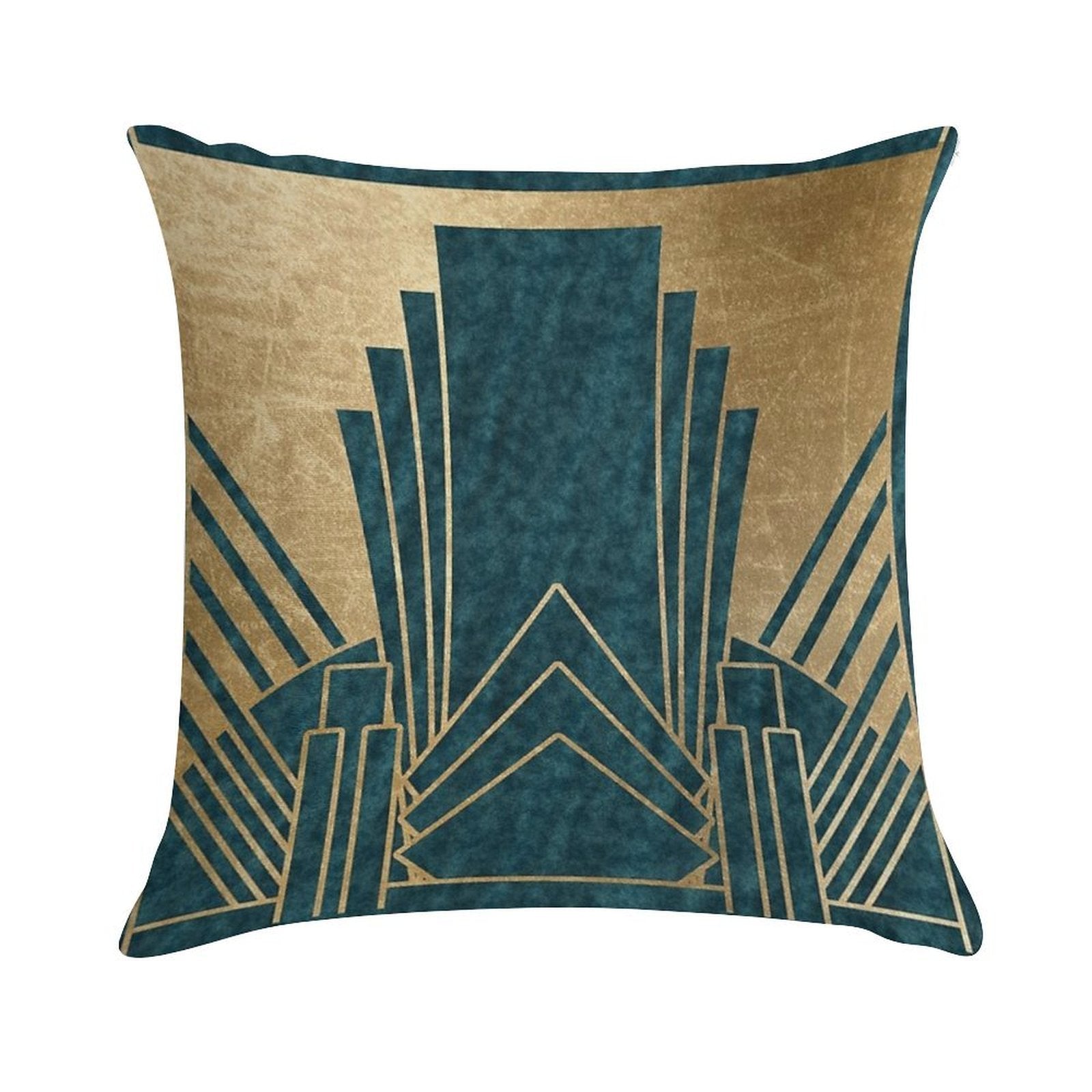 Art Deco Glamour - Teal And Gold Soft Washable Throw Pillow