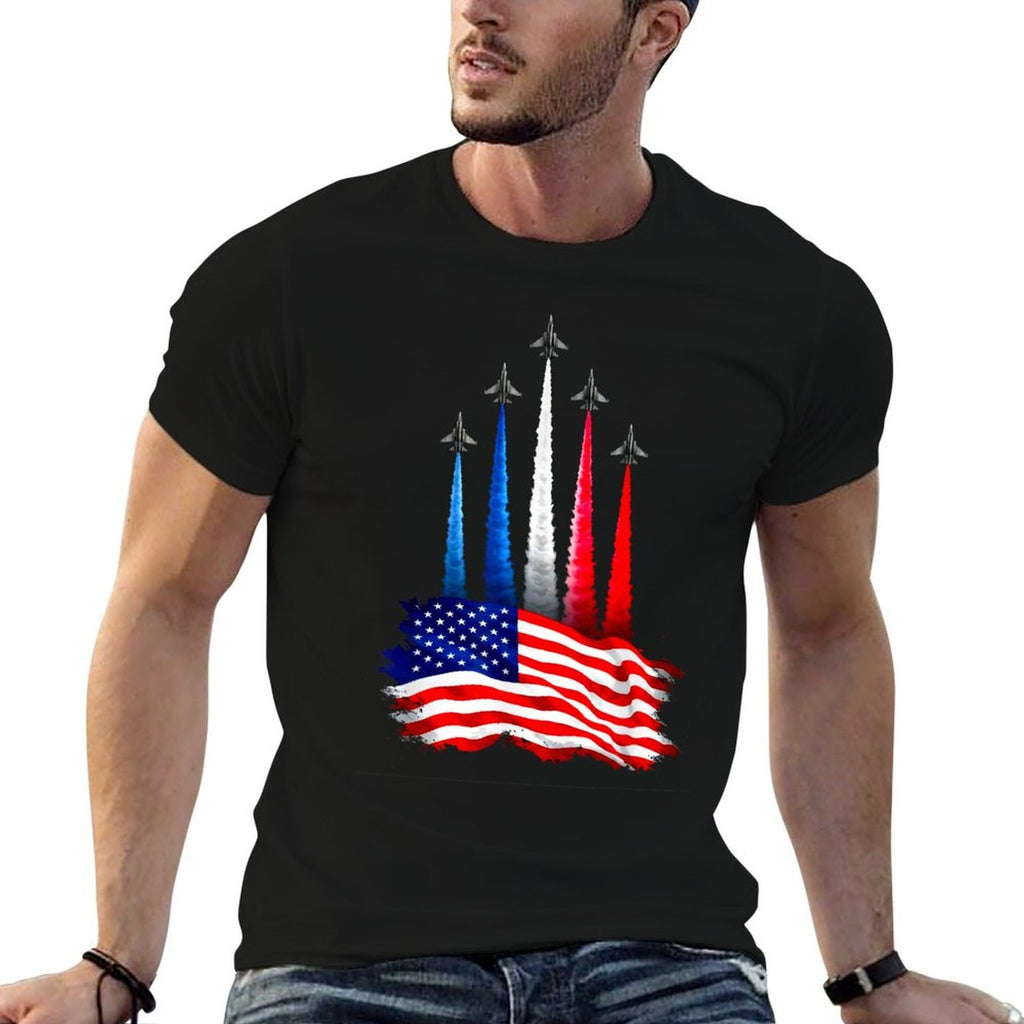 Independence Day American Jet Planes 4th of July  Summer-ready Fabric T-Shirt