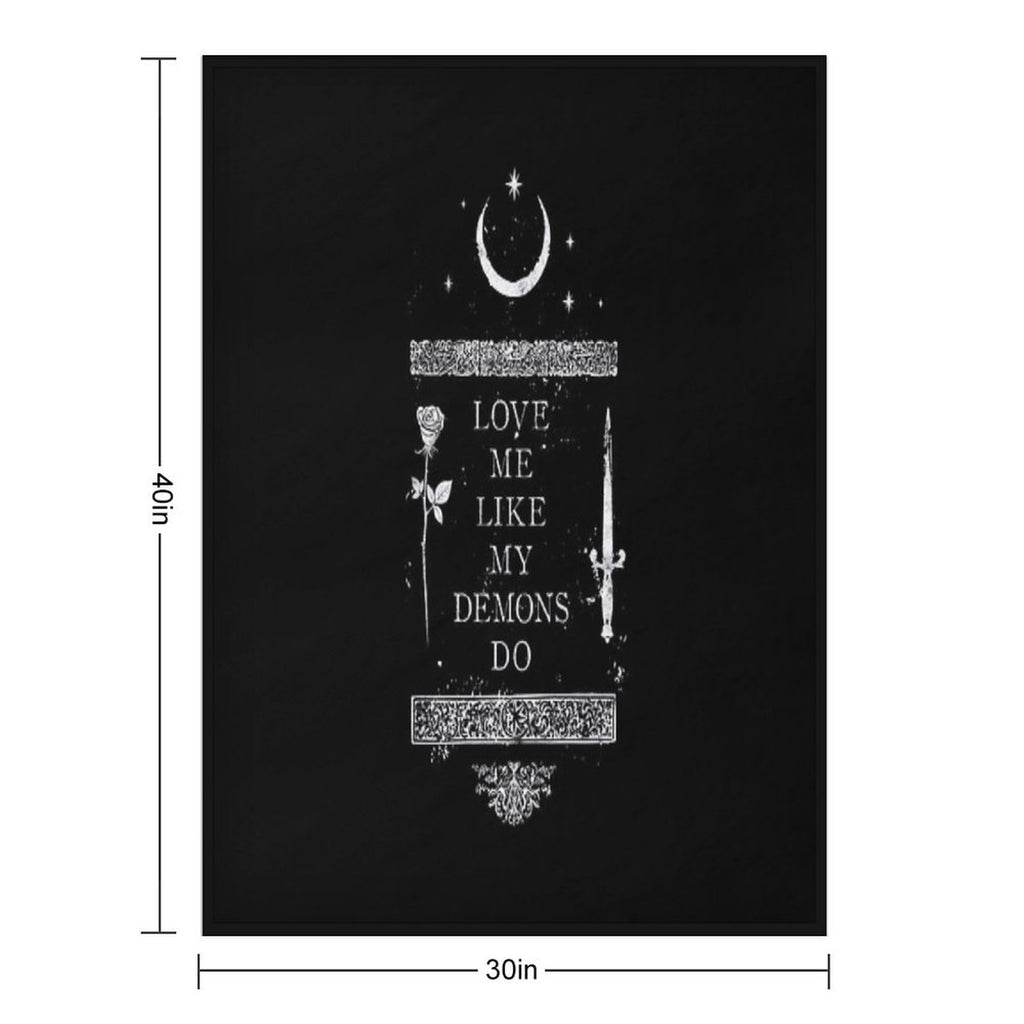 Occult Gothic Grunge Love Me Like My Demons Do Witch Moon Design Premium Throw Blanket