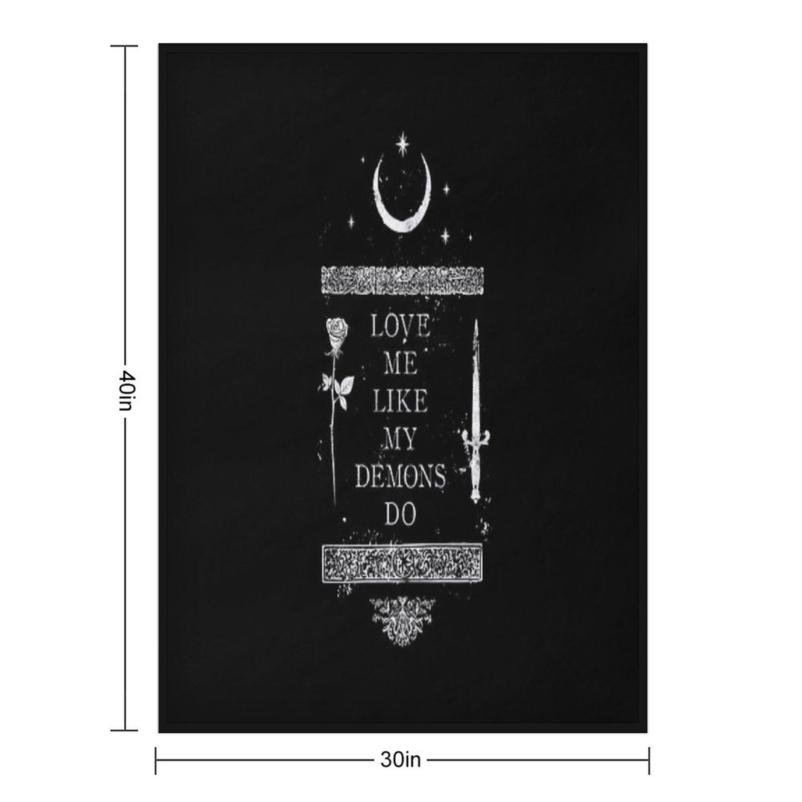 Occult Gothic Grunge Love Me Like My Demons Do Witch Moon Design Premium Throw Blanket