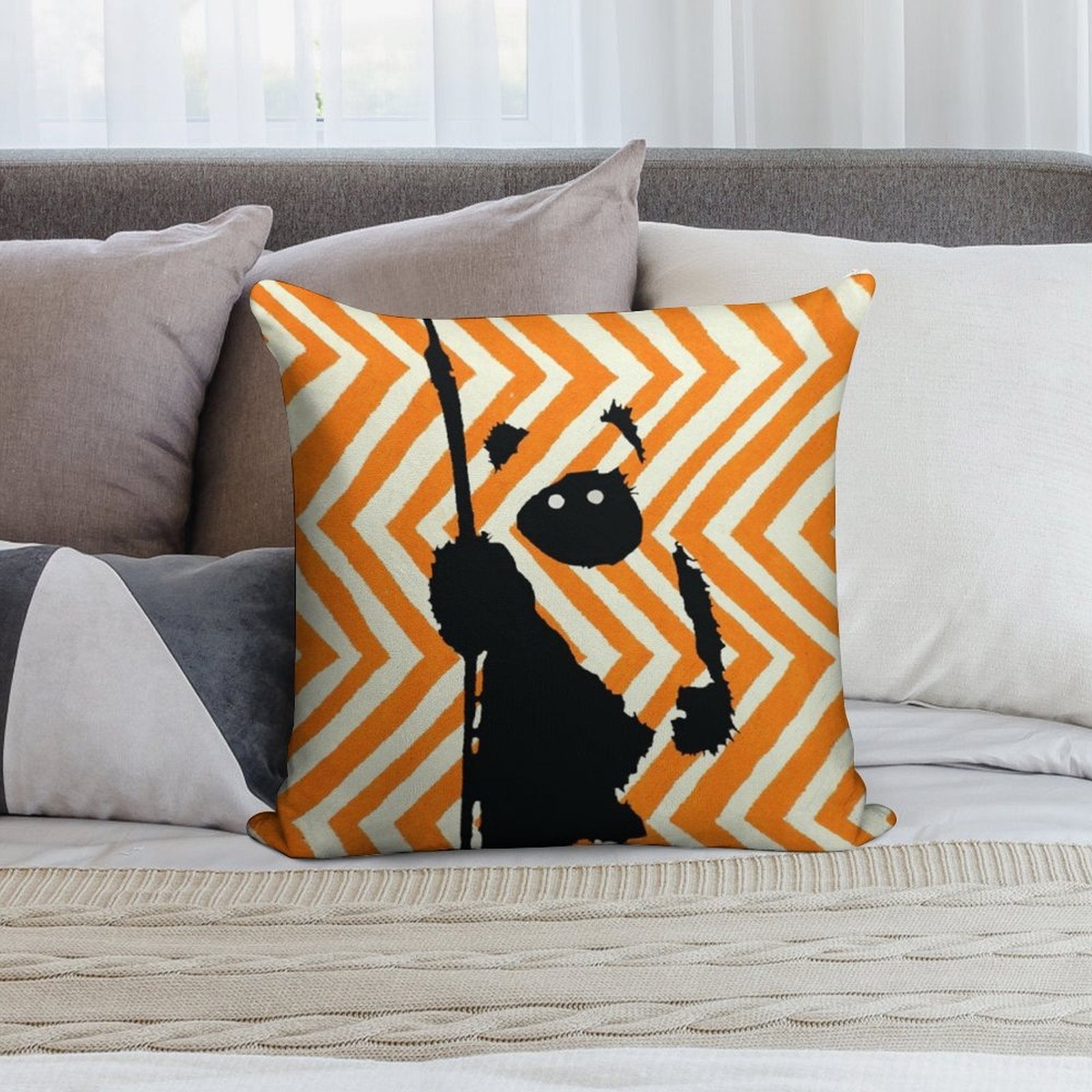 Ewok Chevron Orange Soft Warmth Comfort Throw Pillow