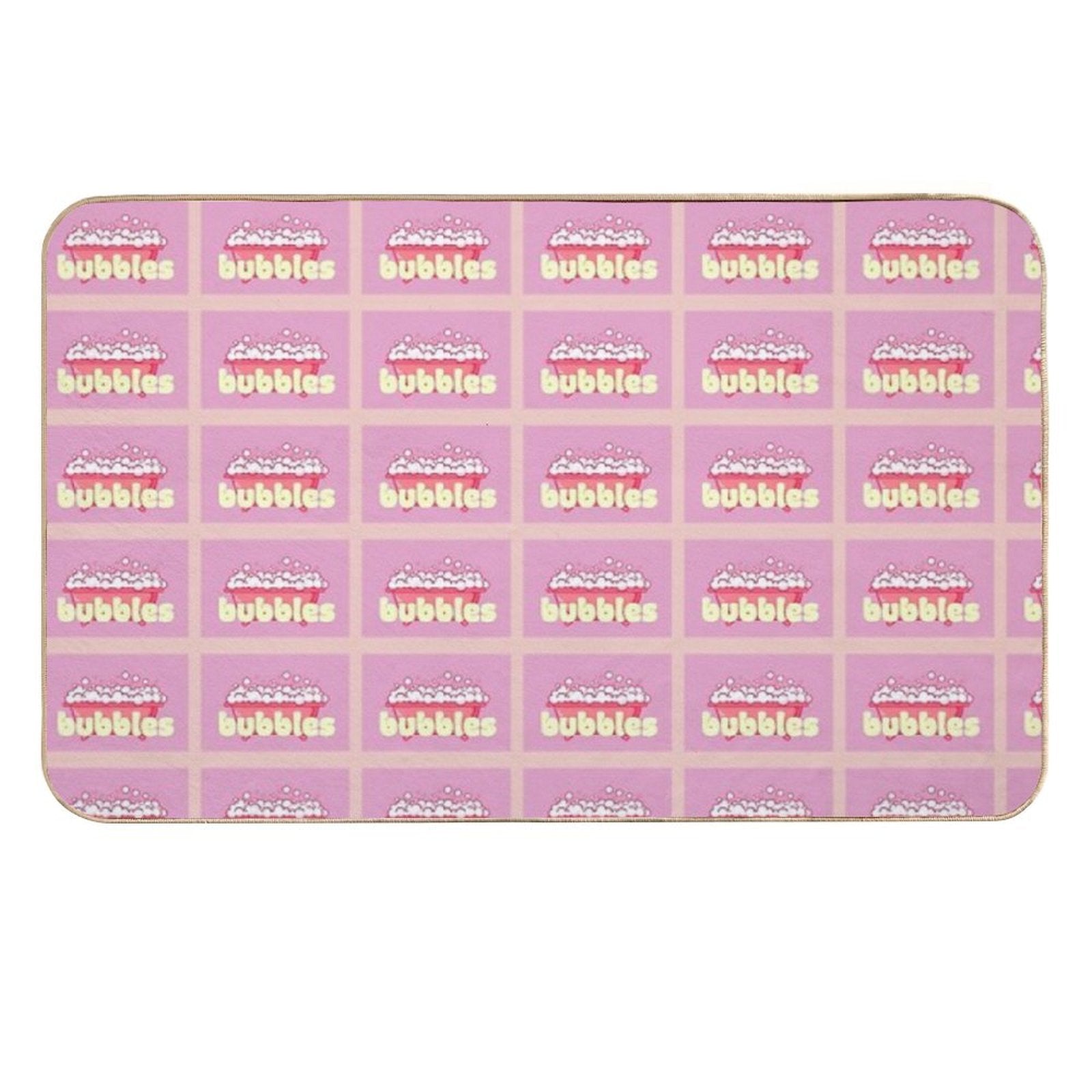 Cartoon Pink Bubble Bath Poster  Stain-Proof Bath Mat