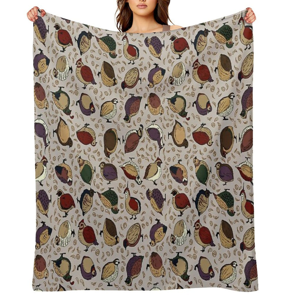 Rustic Quail (Now With More Quail!) Durable Throw Blanket