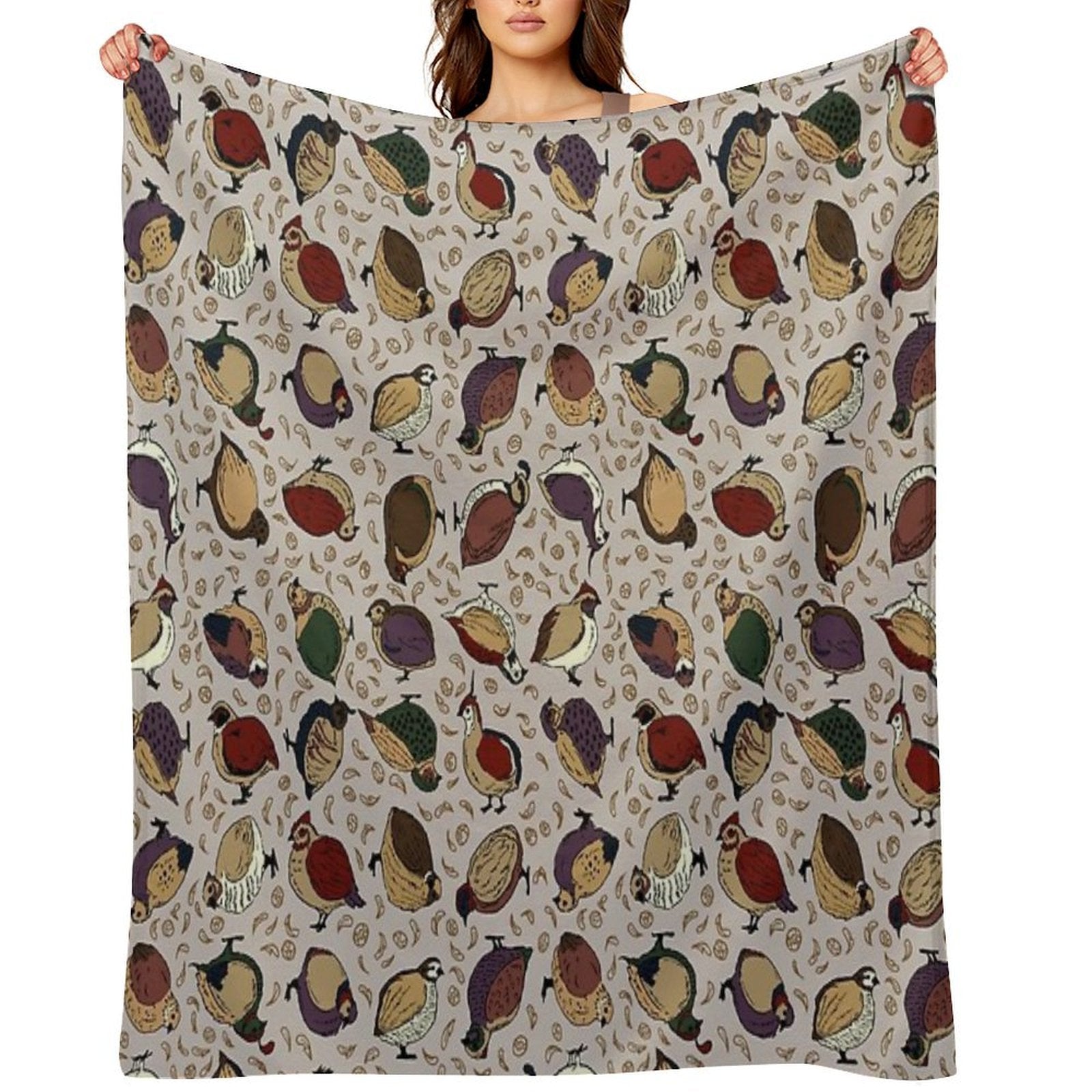 Rustic Quail (Now With More Quail!) Durable Throw Blanket