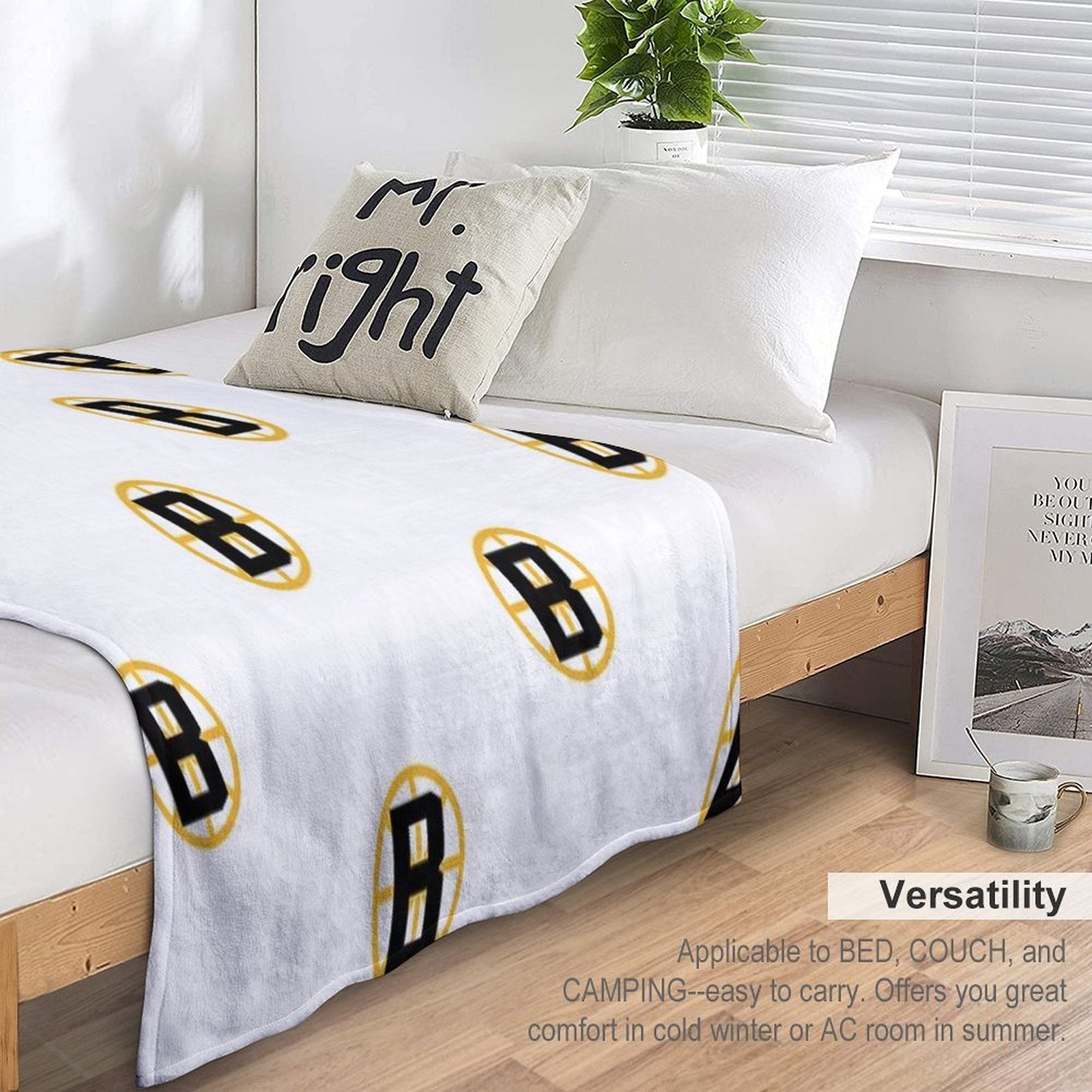 Boston Hockey Easy Care Throw Blanket