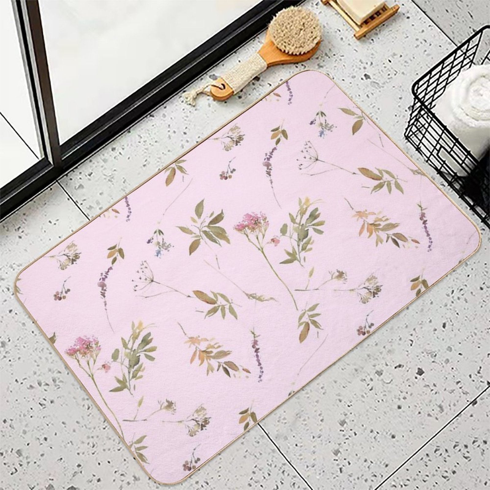 Happy Birthday Mom Pink Flowers  Long-Lasting Bath Mat