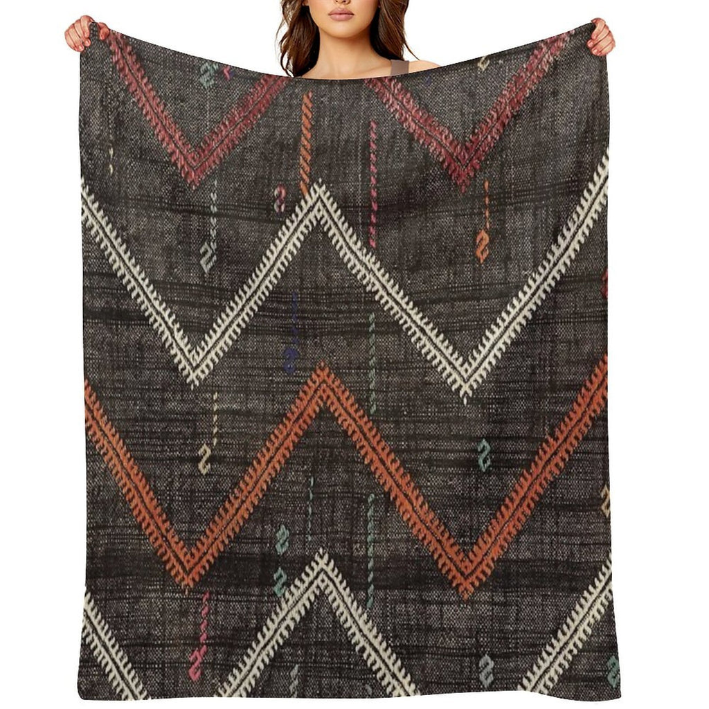 Old Kilim Fragment Shrink-resistant Throw Blanket