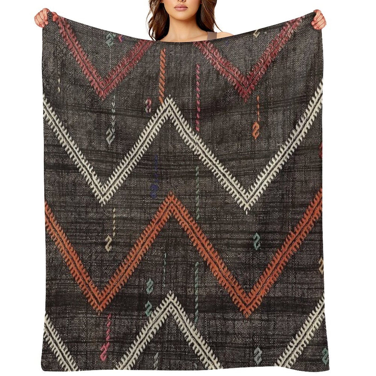 Old Kilim Fragment Shrink-resistant Throw Blanket