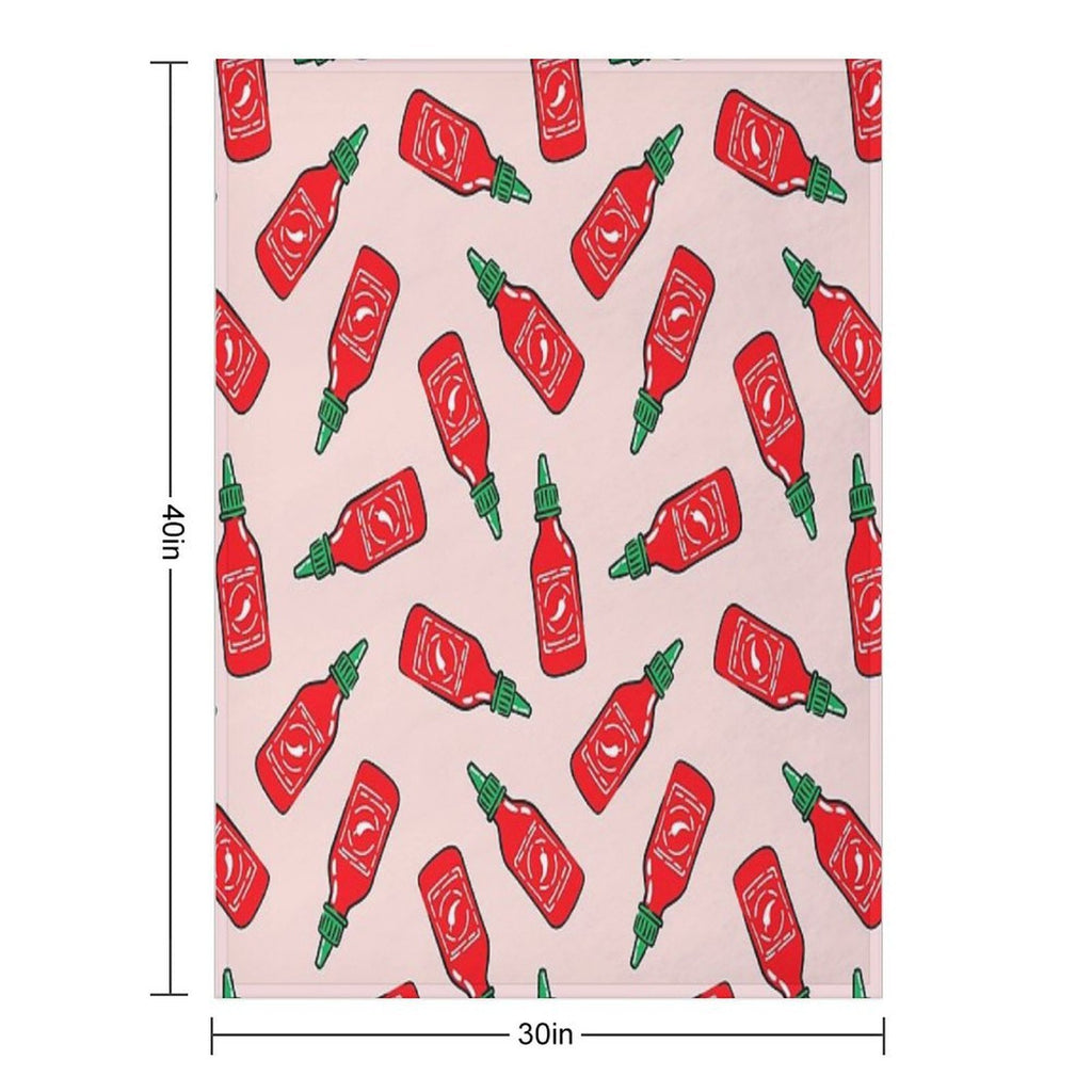 Sriracha Sauce - Pink - Hot Chili Sauce Anti-pilling Throw Blanket