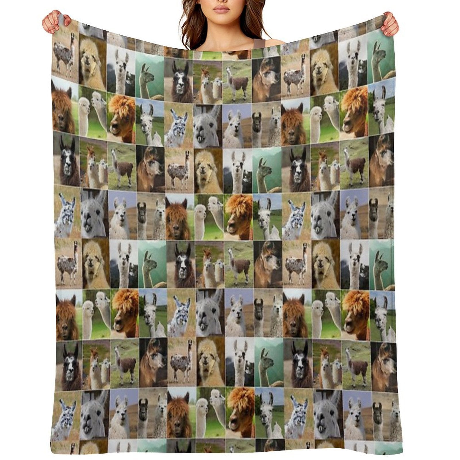 Llamas Photos Collage Shrink-resistant Throw Blanket
