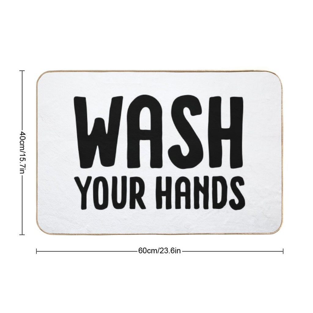 Wash Your Hands - White  Toxin-Free Bath Mat