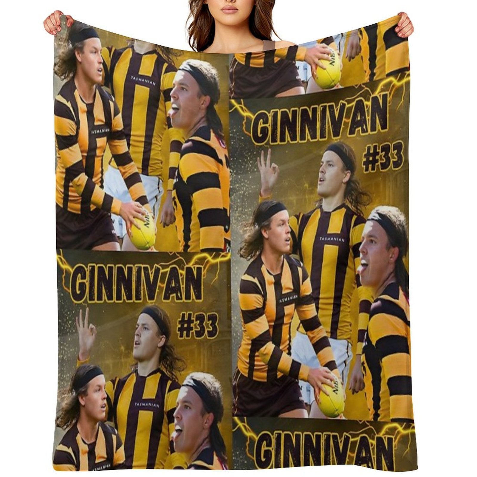 Jack Ginnivan Hawthorn Hawks AFL Footy Player Quick-dry Throw Blanket