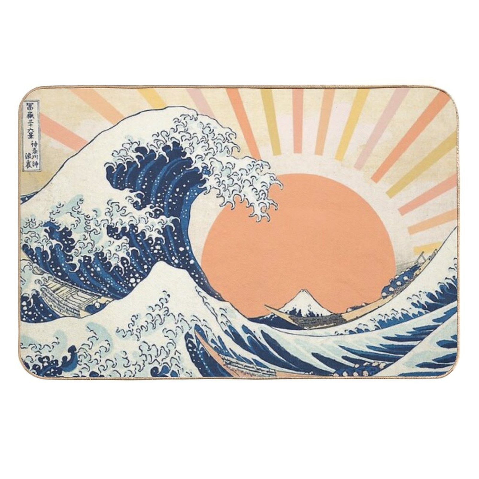 The Great Wave Off Kanagawa Retro Vintage Sunset  Rapid-Drying Bath Mat