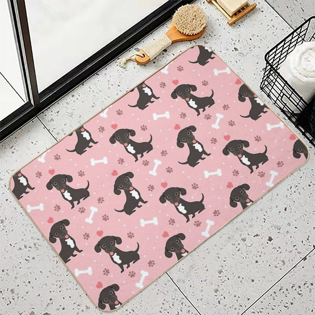 LOVE Black And White Chiweenie Dachshund Chihuahua Mix  Anti-Trip Bath Mat