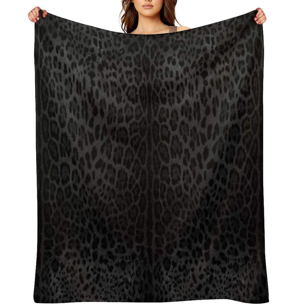 Black Leopard Print Skin Shrink-resistant Throw Blanket
