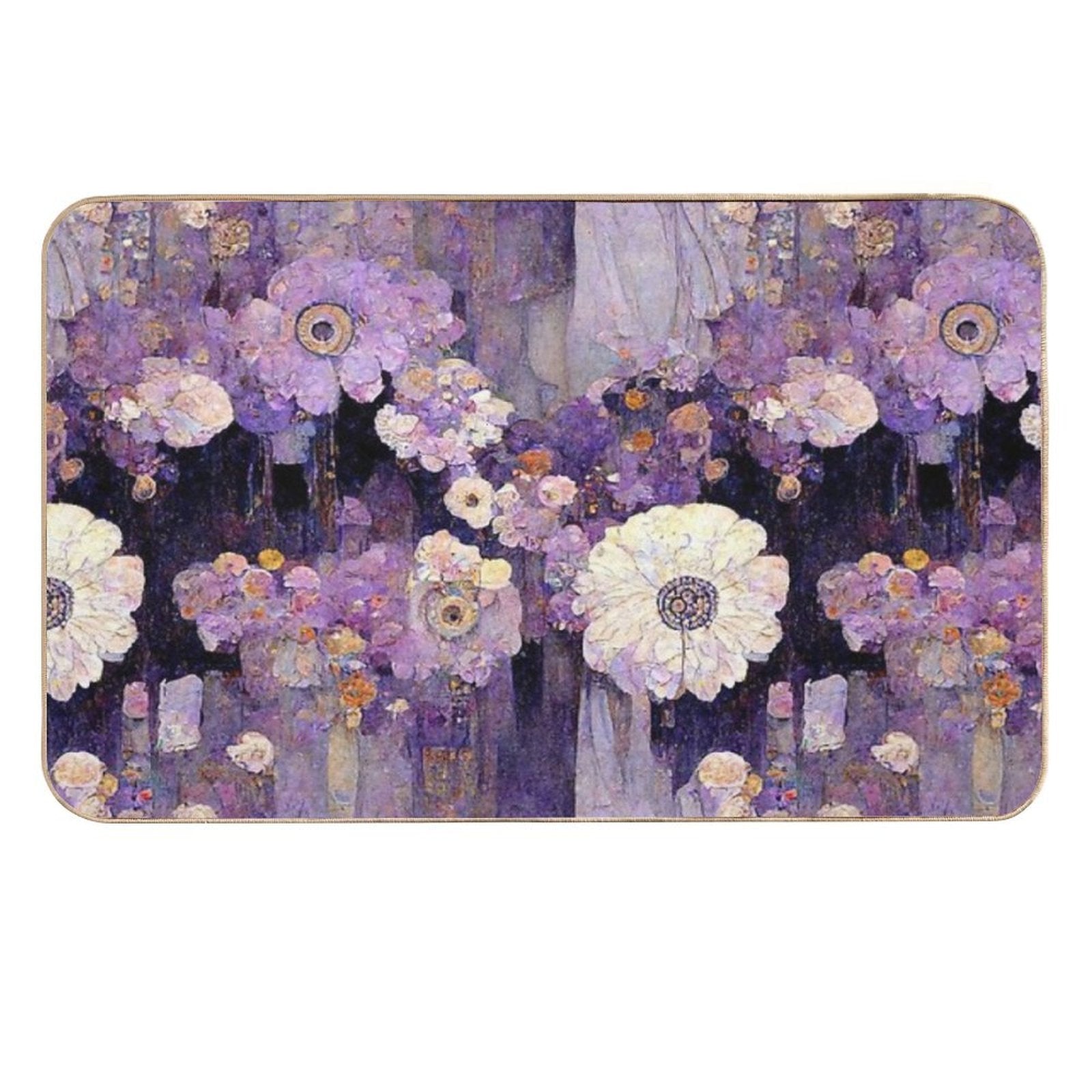 Vibrant Violet Blooms  High-Traffic Bath Mat