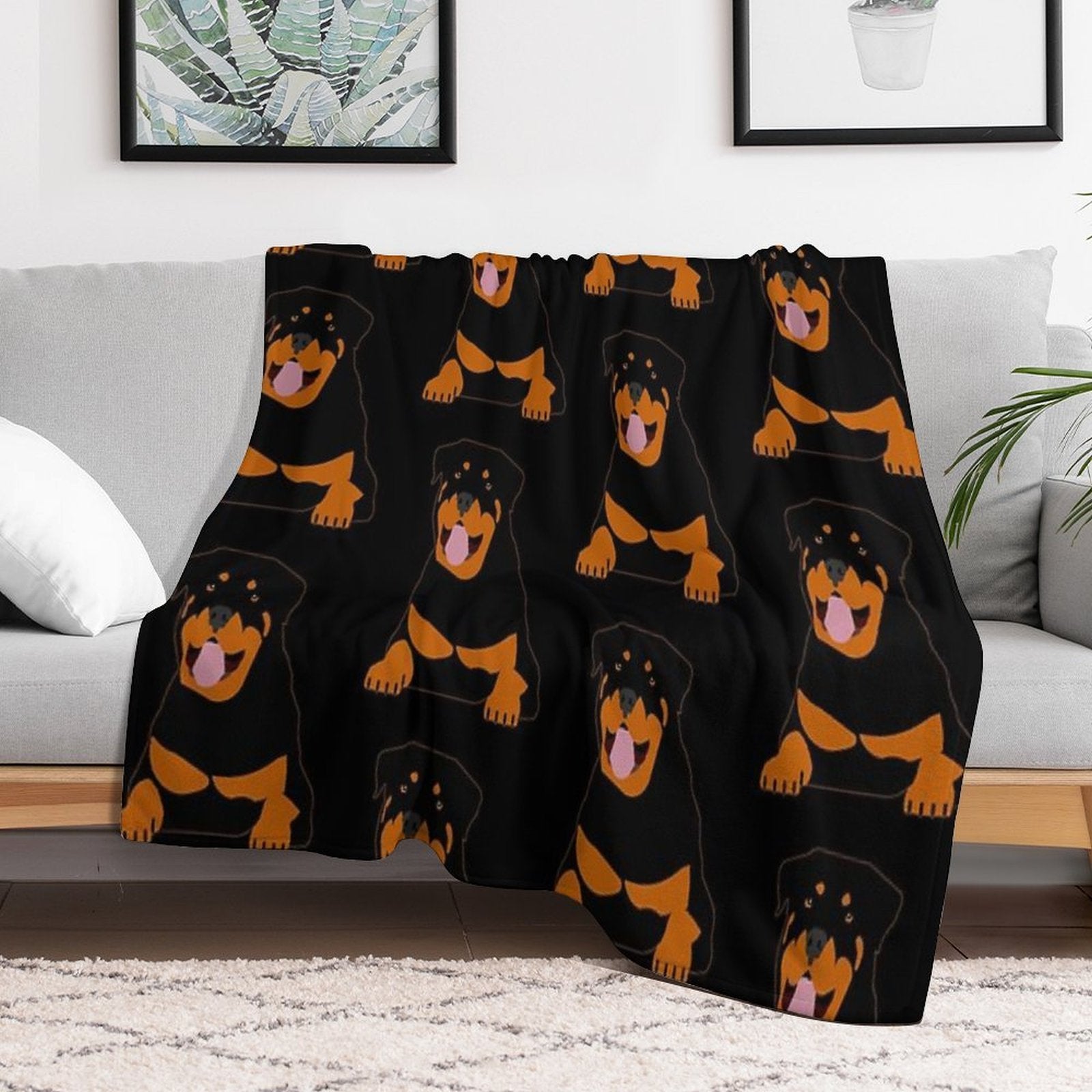 Rottie Machine-washable Throw Blanket