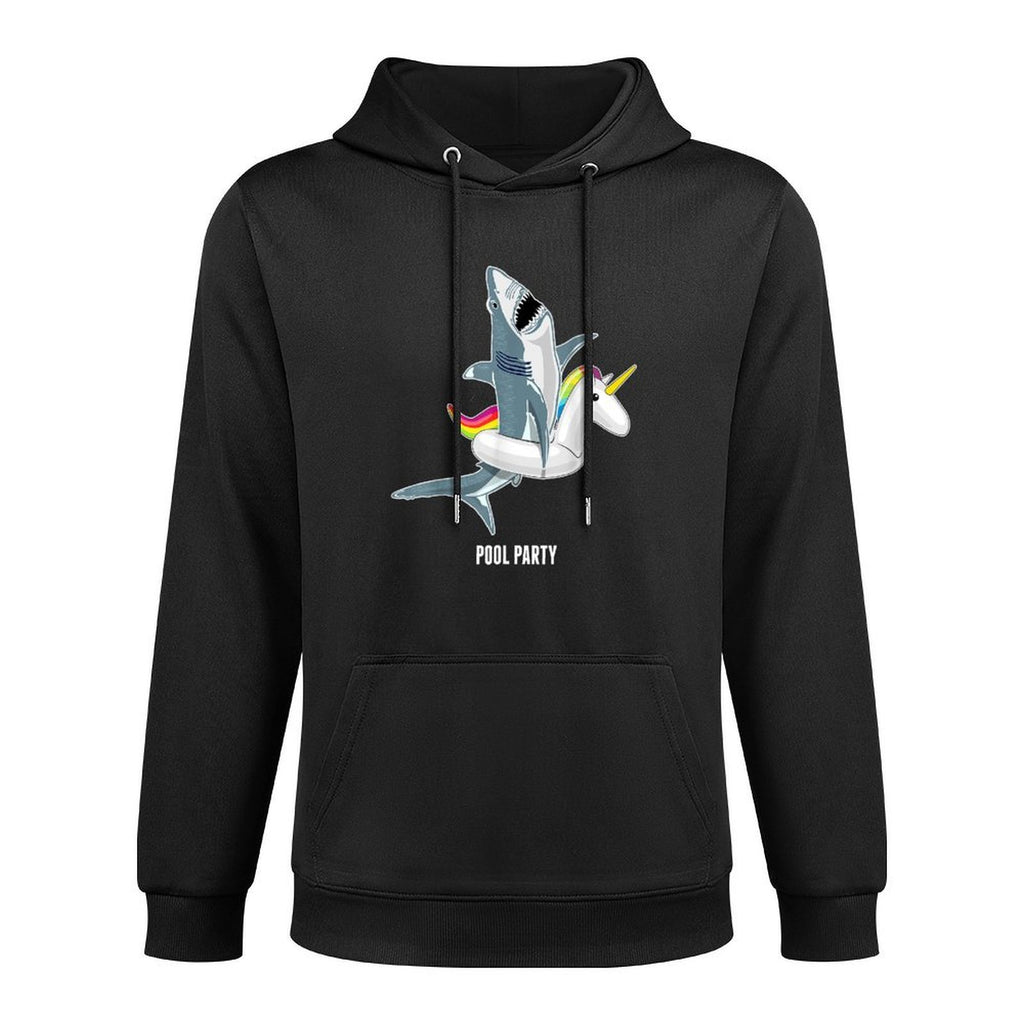 Pool Party Unicorn Float Funny Shark Lover Gift Kids Colorfast Hoodie