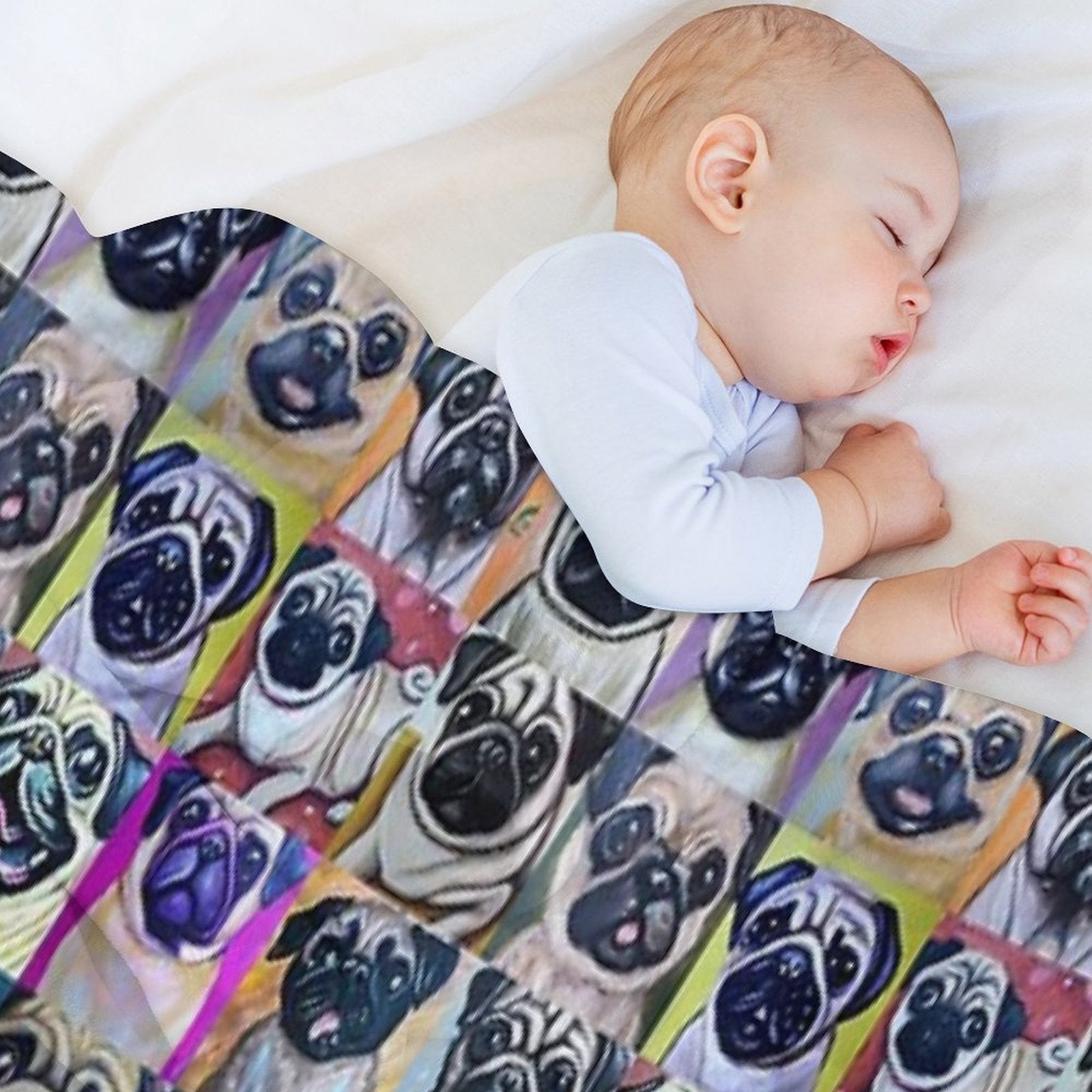 Pugs (Tiled Pattern) Eco-conscious Throw Blanket