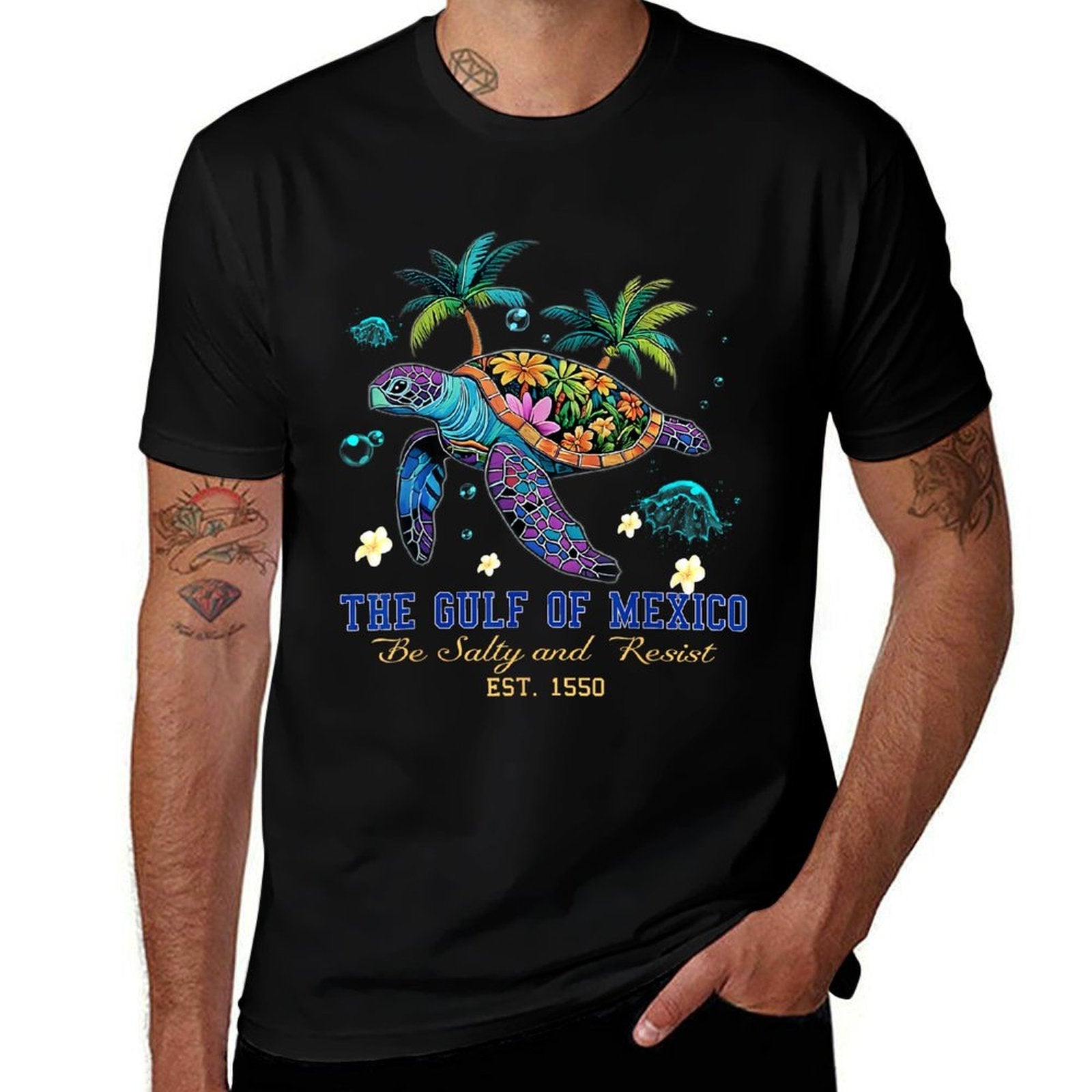 Gulf of Mexico Turtle BE SALTY AND RESIST  Relaxed-fit T-Shirt