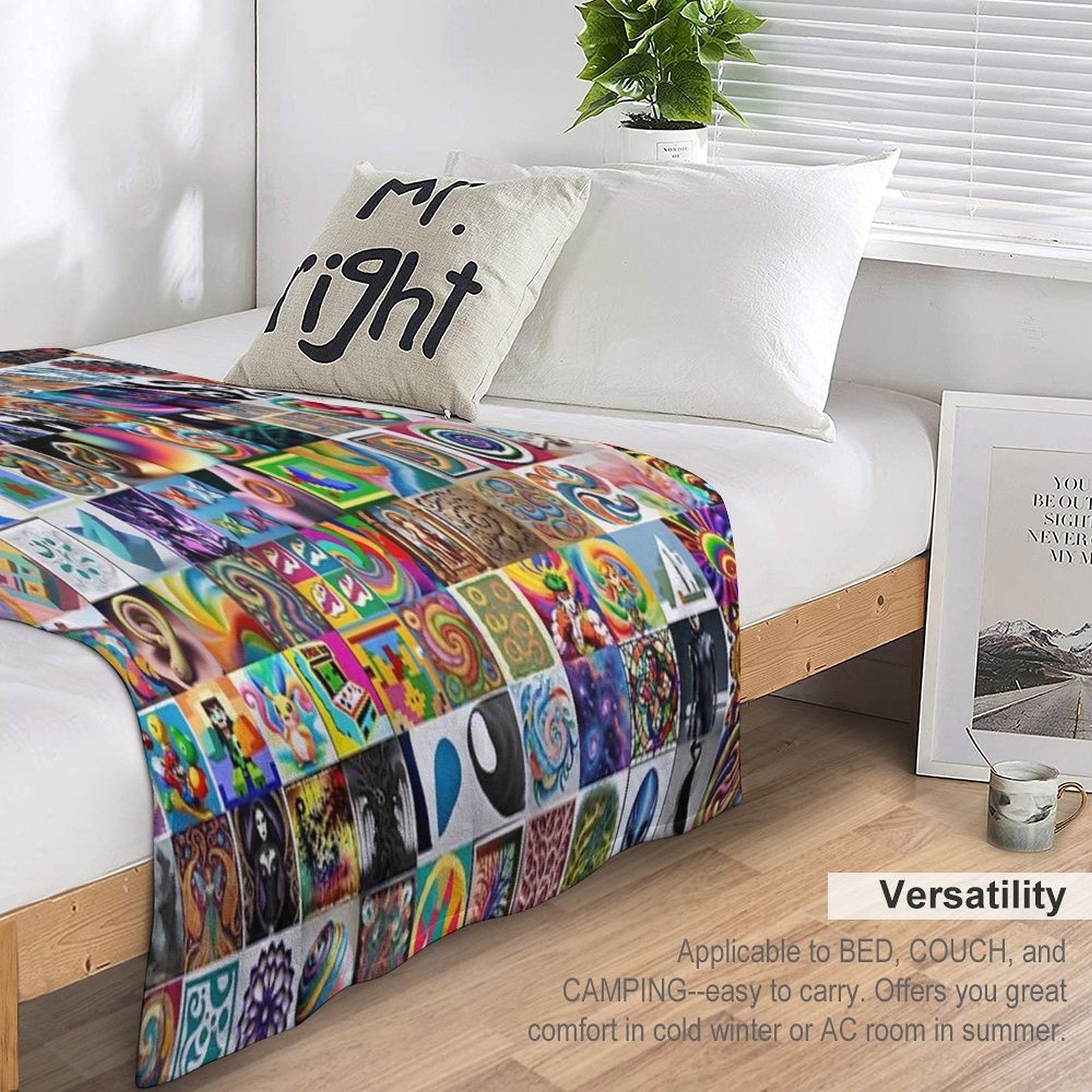 Stable Diffusion -  Grid from A Color Painting in The Biomorphic Movement. Gift-ready Throw Blanket