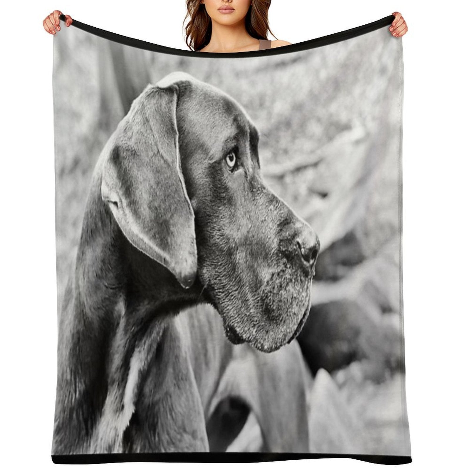 Blue Black Great Dane Wrinkle-free Throw Blanket