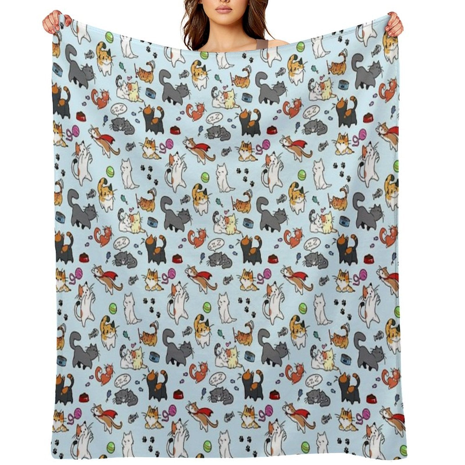 Cats!! Sustainable Throw Blanket
