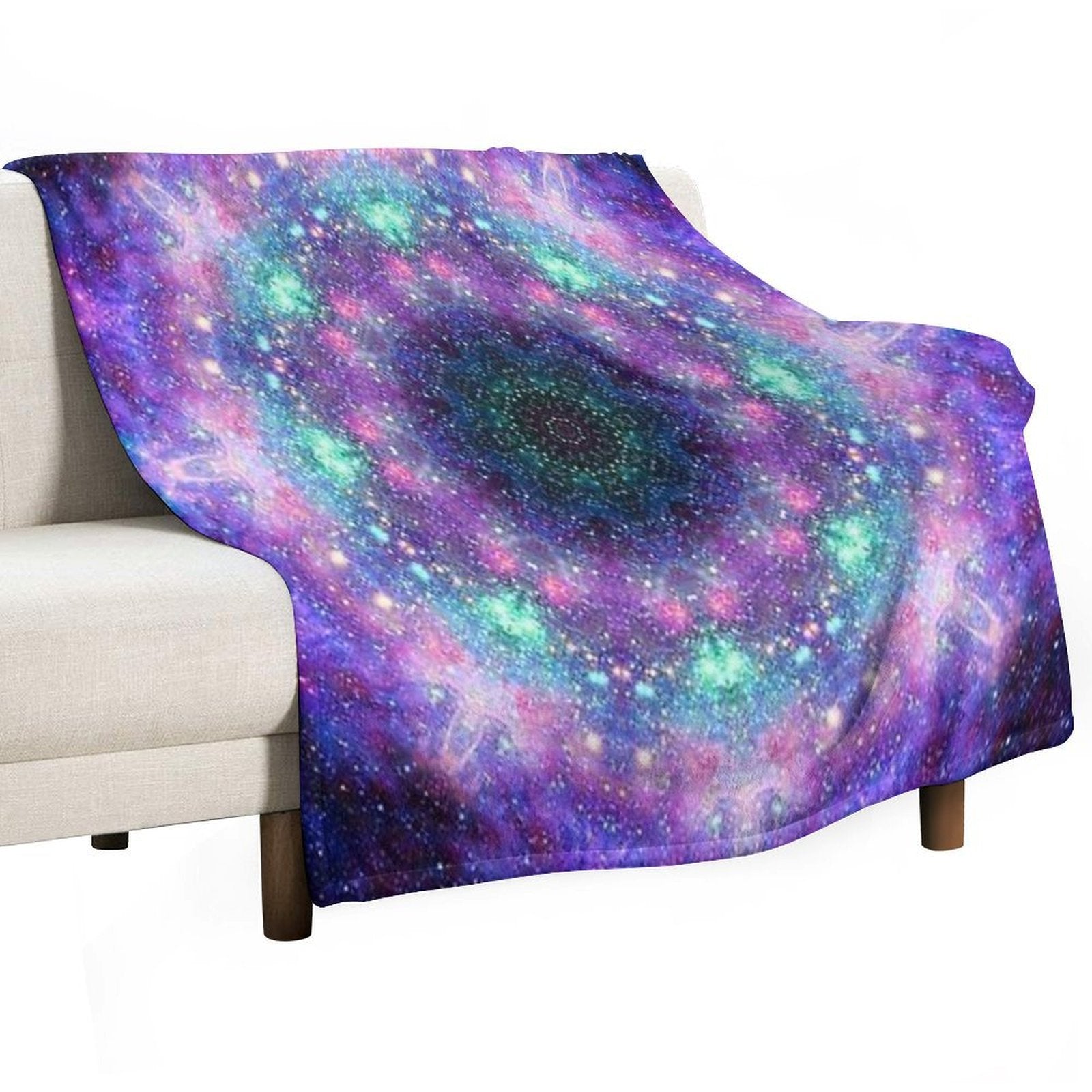 Trippy Purple Space Mandala All-season Throw Blanket