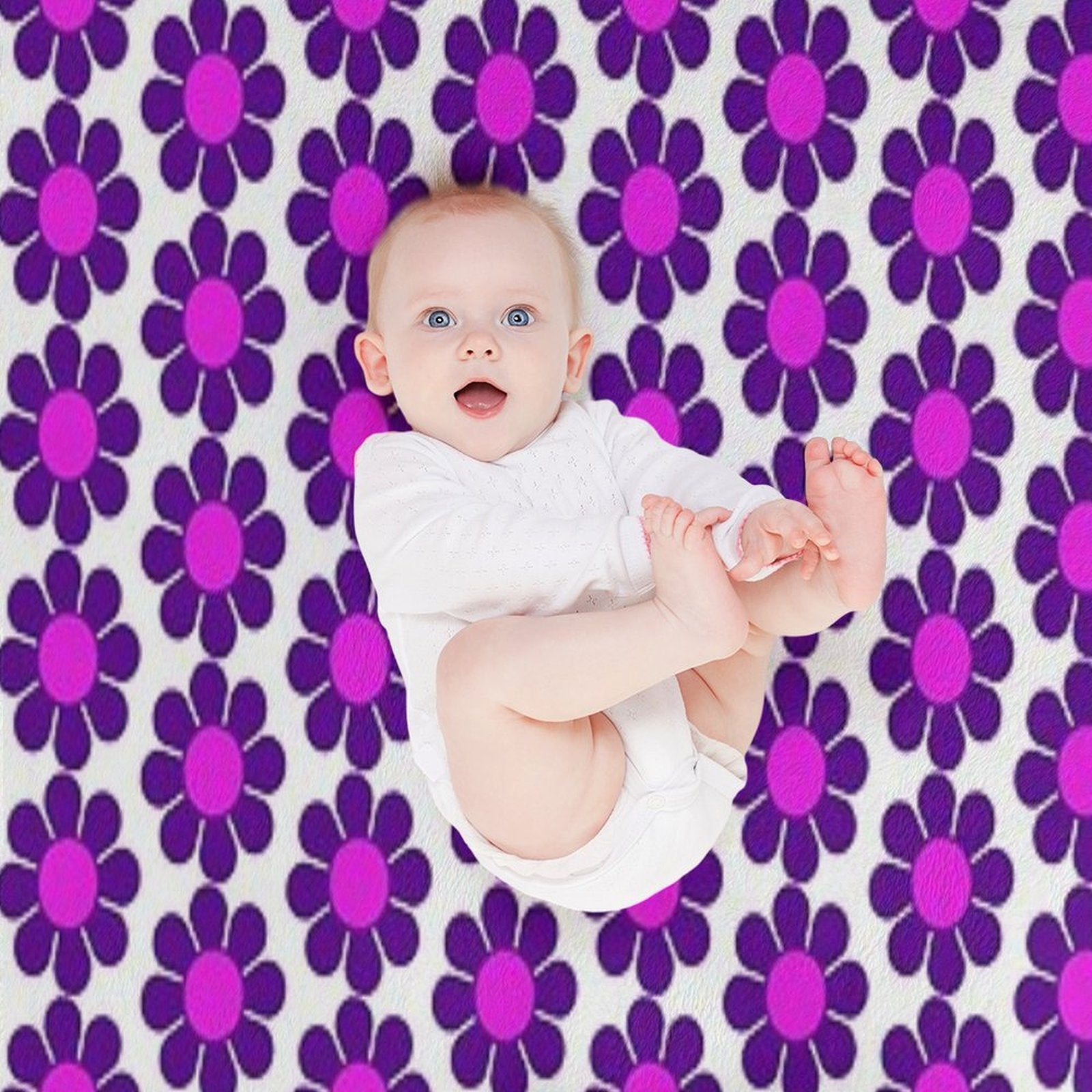 Purple Pink Hippy Flower Daisy Velvety-soft Throw Blanket