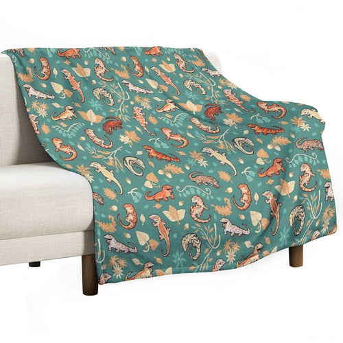 Autumn Geckos in Green Durable Throw Blanket