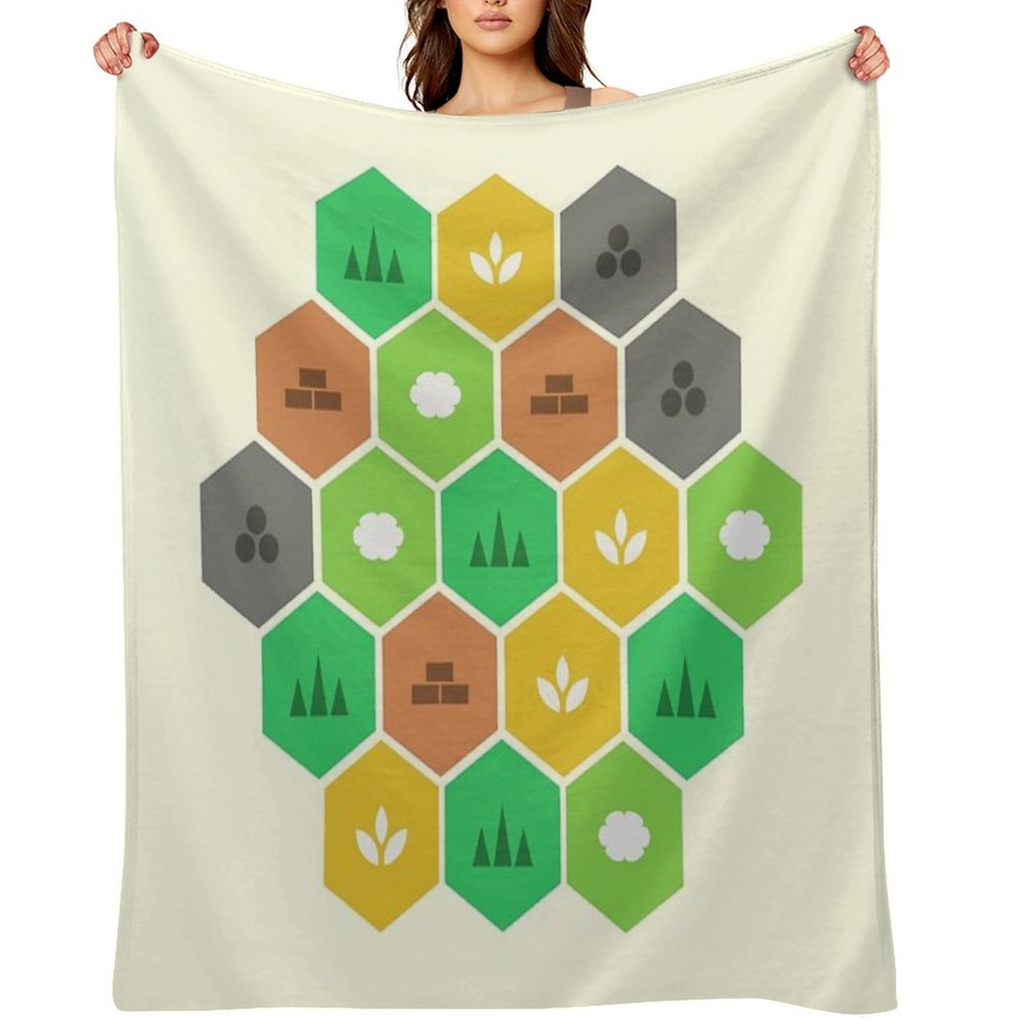 Minimalist Settlers Tile Board Games Easy Care Throw Blanket