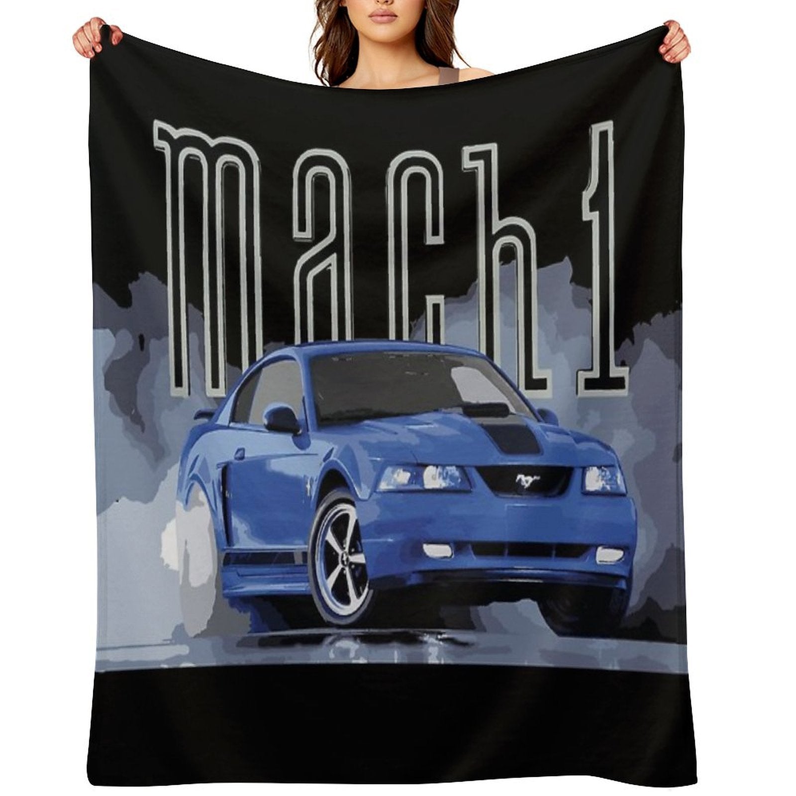 Azure Blue Mach 1 Sn95 Mustang GT 4.6L V8 4th Gen RETrO USA Premium Throw Blanket