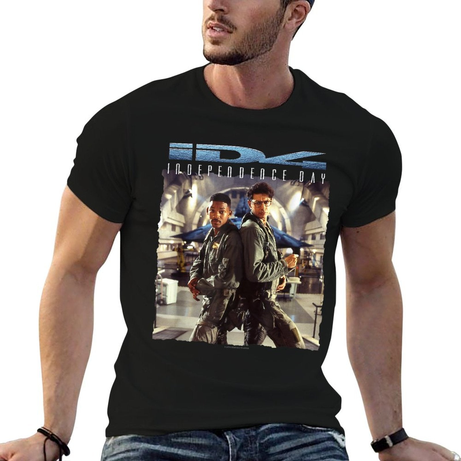 Independence Day Iconic Heros Retro Photo Real Chest Poster  Trendy Pattern T-Shirt