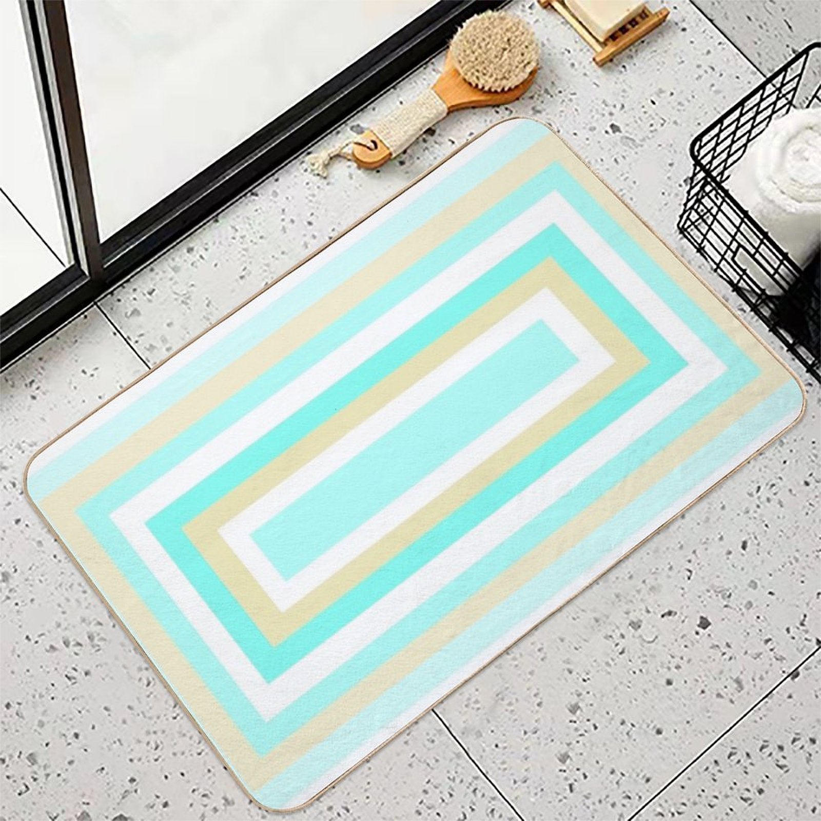 Blue Teal Aqua  Versatile Bath Mat