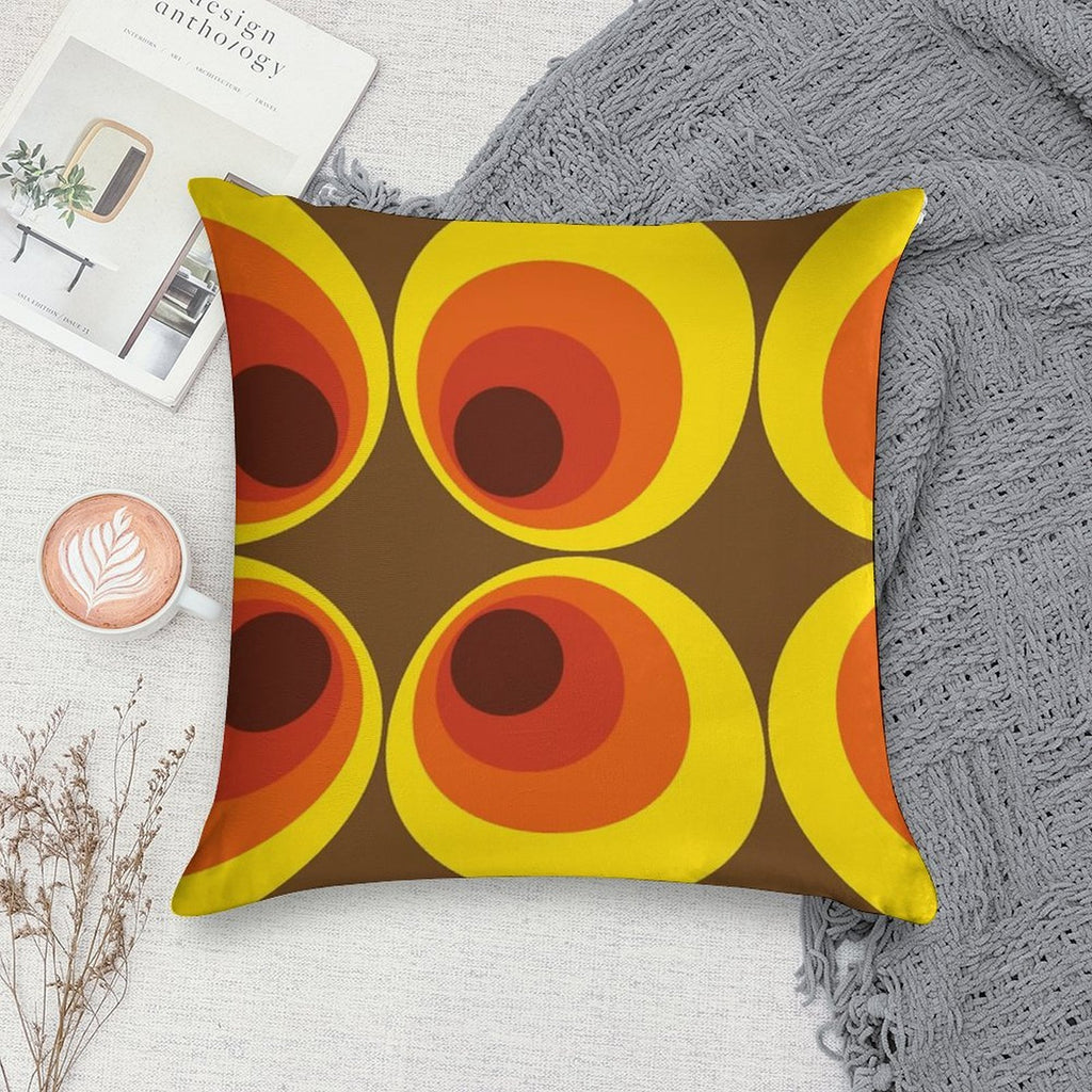 70s, 80s Funky Vintage Circle Pattern Soft Anti-Pilling Throw Pillow