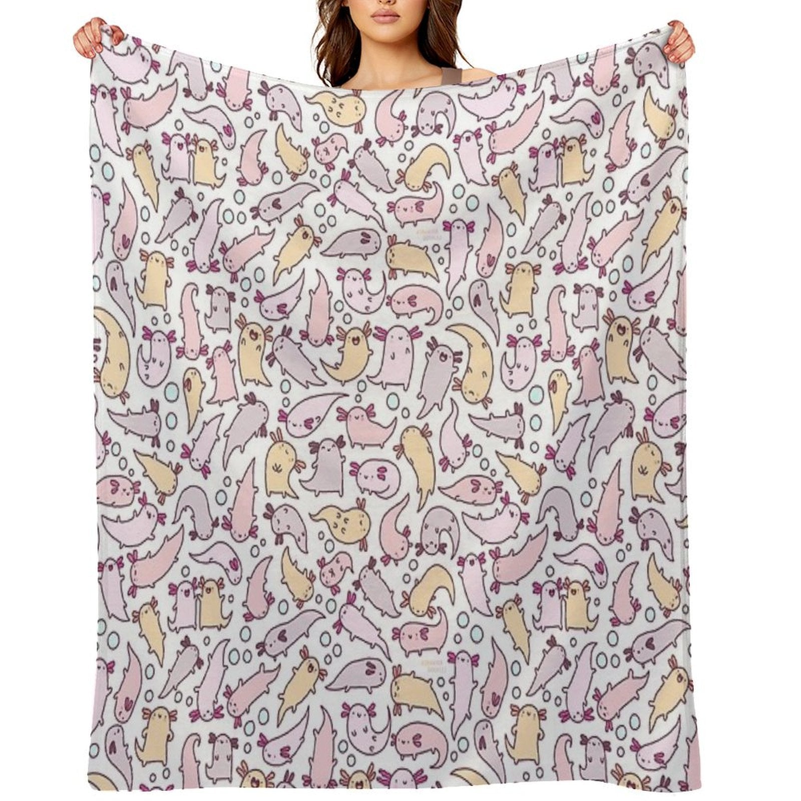 Adorable Axolotls Durable Throw Blanket