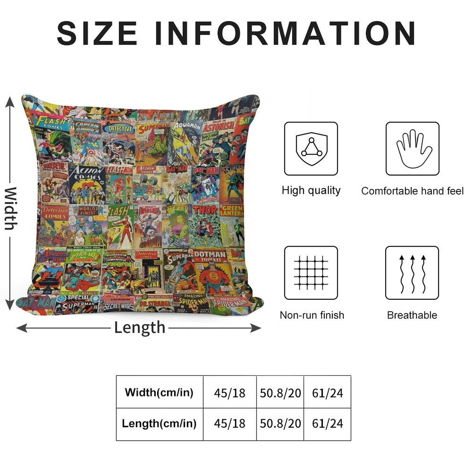 Vintage Comic Book Pattern Soft Multiple Sizes Throw Pillow