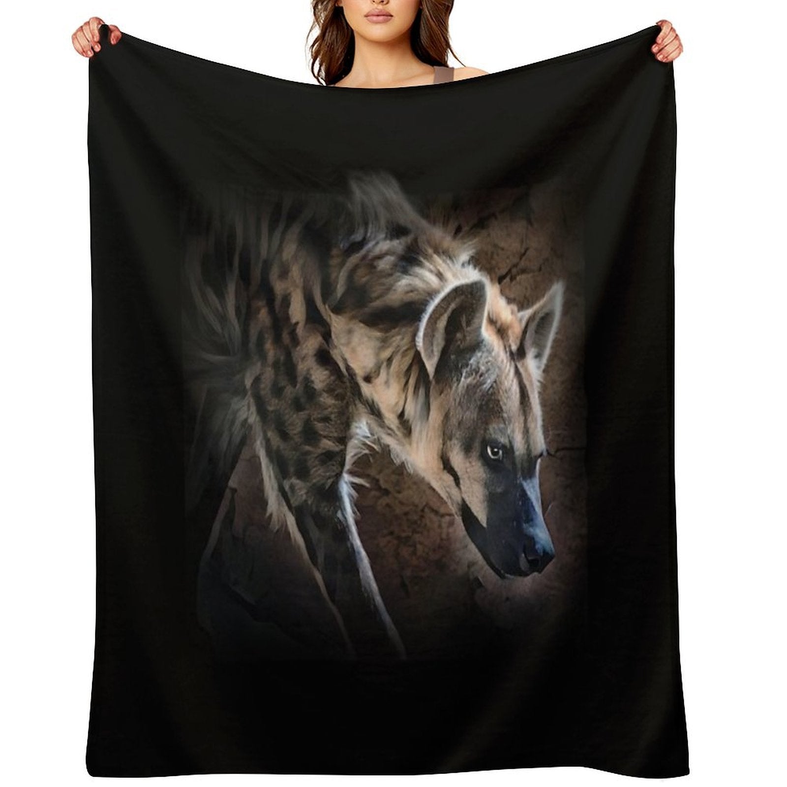 Spotted Hyena In Shadows Easy Care Throw Blanket