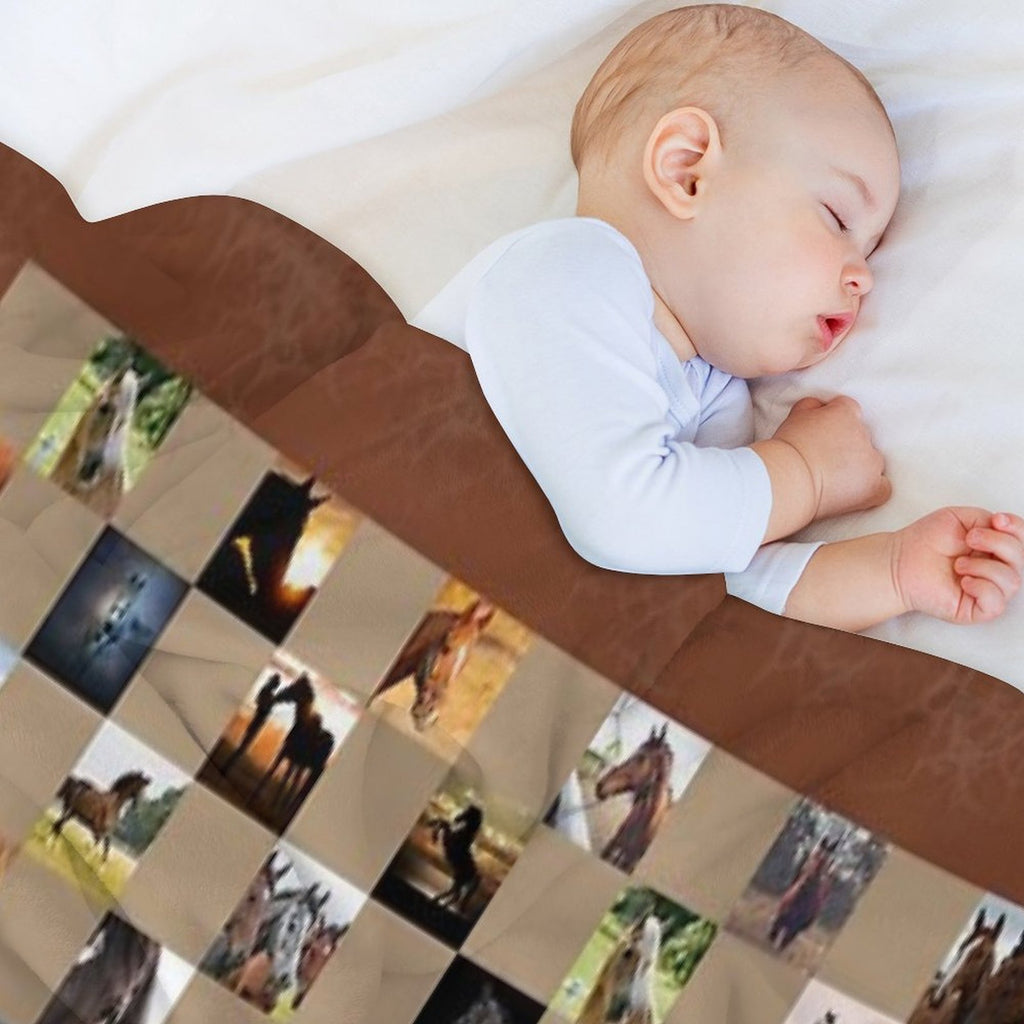 Horse Collage Quilt Pattern Shrink-resistant Throw Blanket