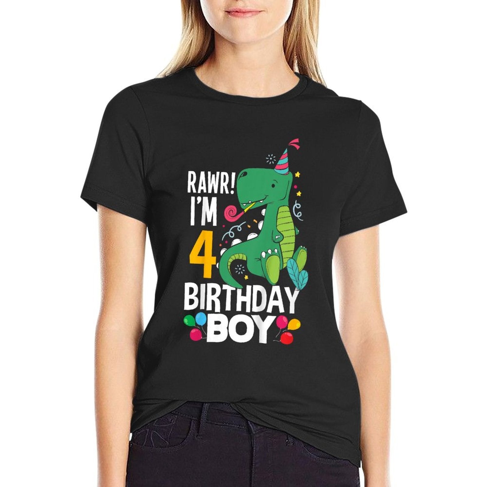 Kids 4th Birthday Boys 4 Year Old Birthday Boy T Rex Dinosaur  Affordable Price T-Shirt