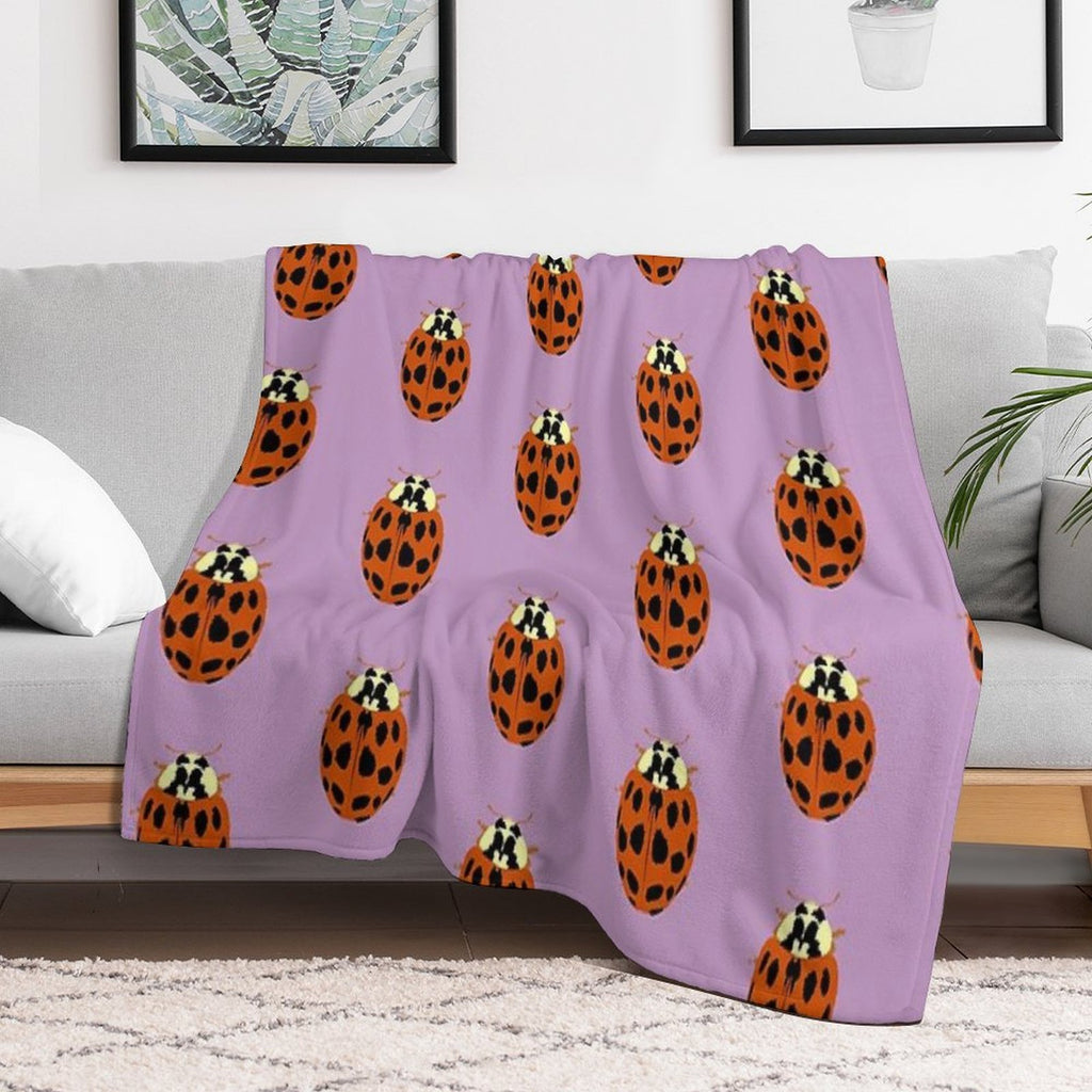 Hand-painted Ladybug – Nature Insect Illustration in A Loving Style Multi-functional Throw Blanket