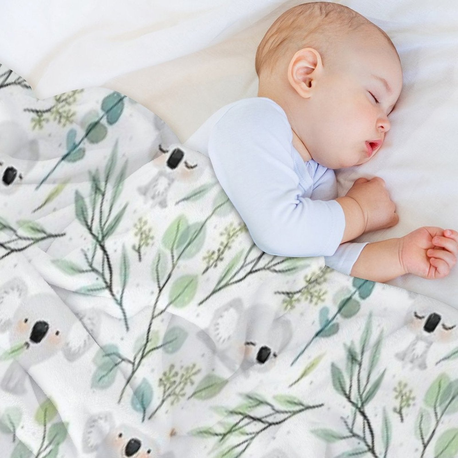 Koala And Eucalyptus Pattern Shrink-resistant Throw Blanket
