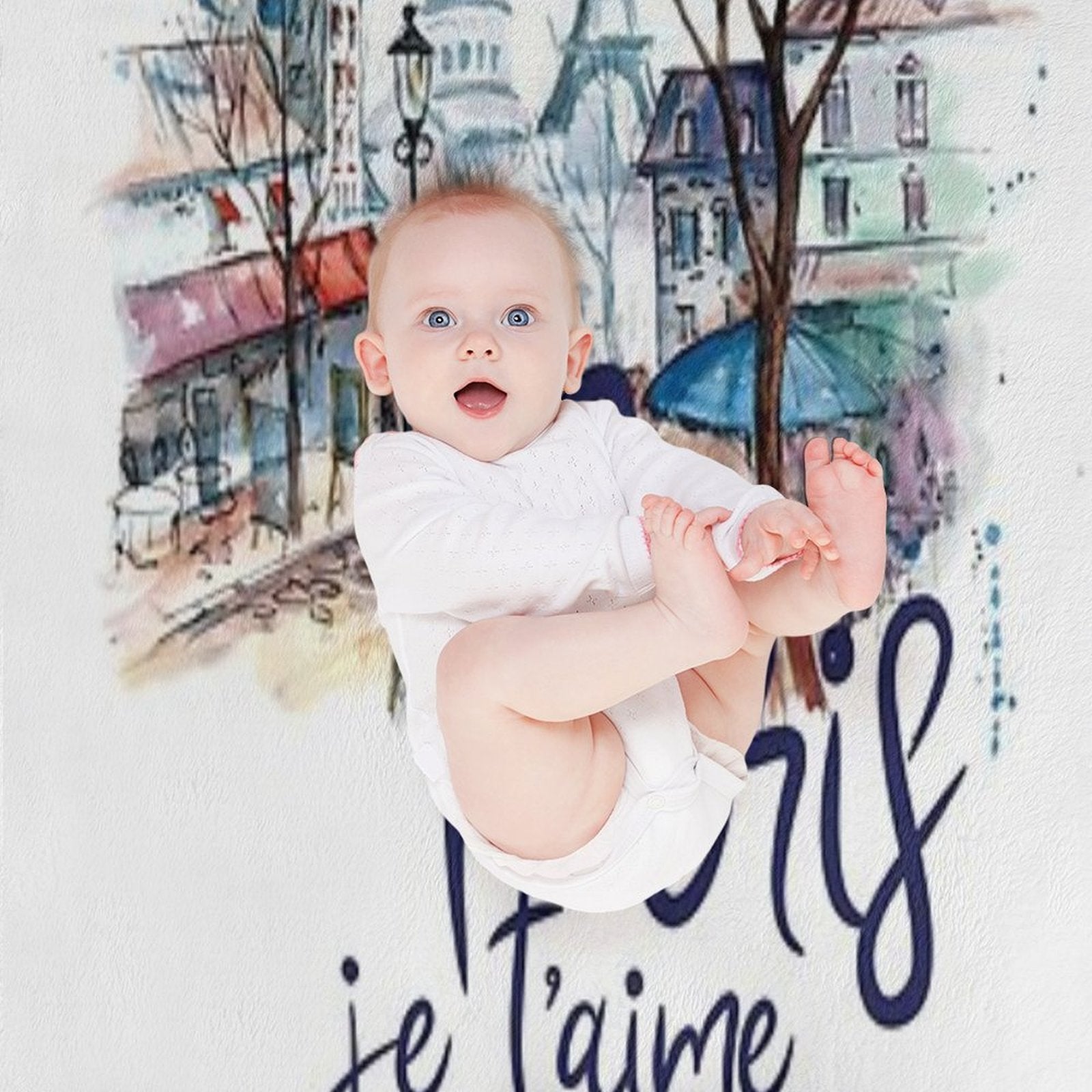 Paris Je T'aime Watercolor Calligraphy Art - France Souvenir Gifts Shrink-resistant Throw Blanket