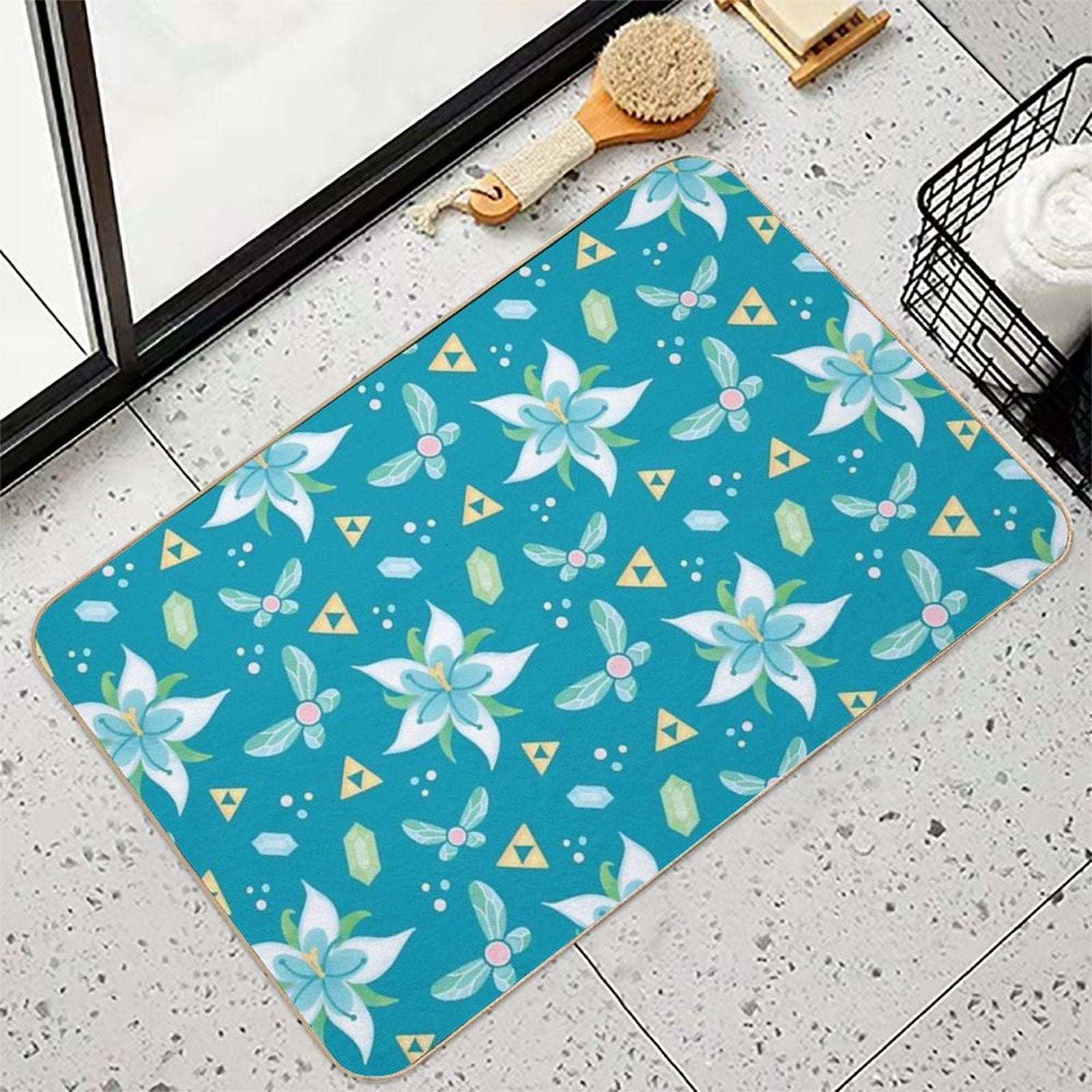 Silent Princess Pattern Blue V.2  High-Traffic Bath Mat