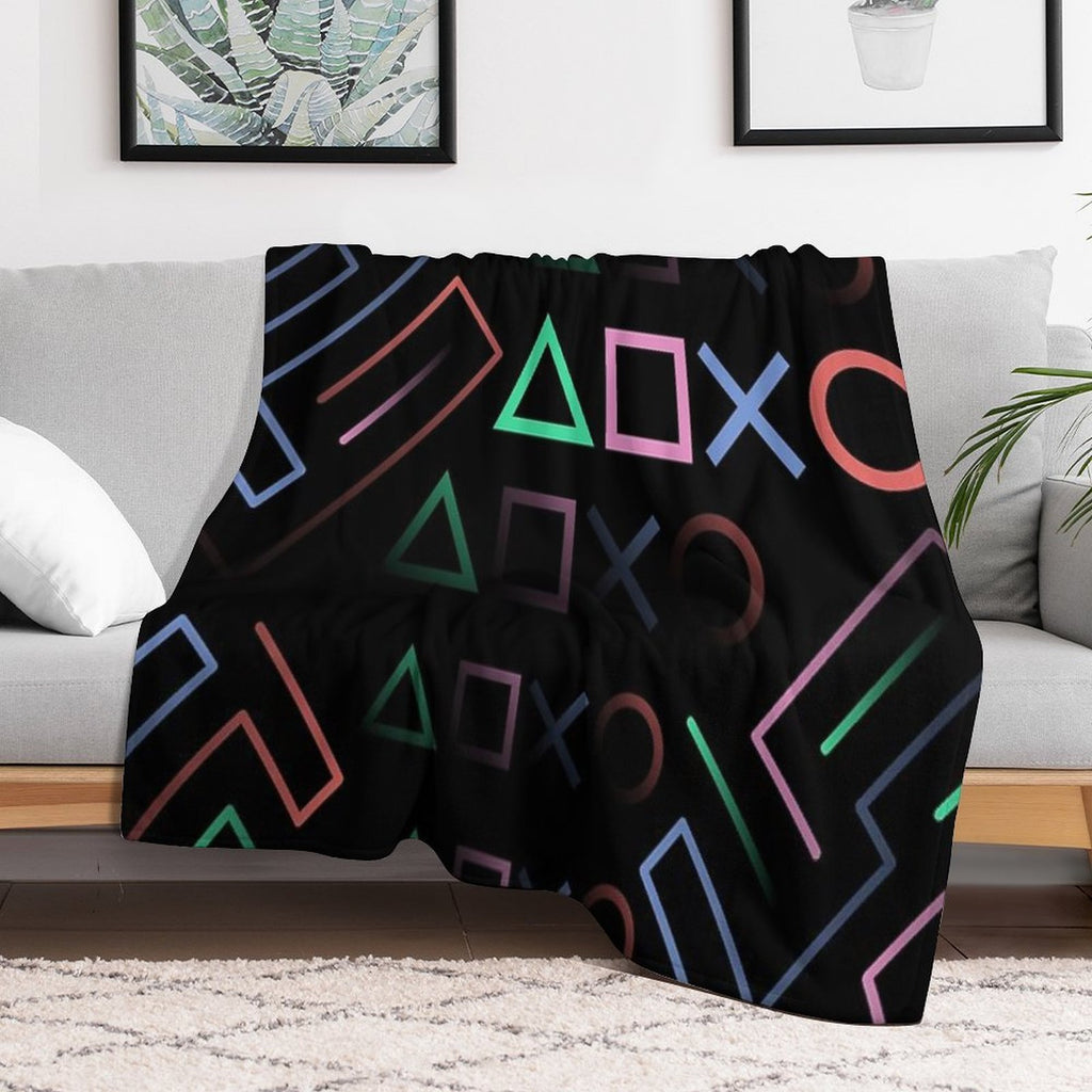 Digital Classic Gamer Icons Pop Art Sustainable Throw Blanket
