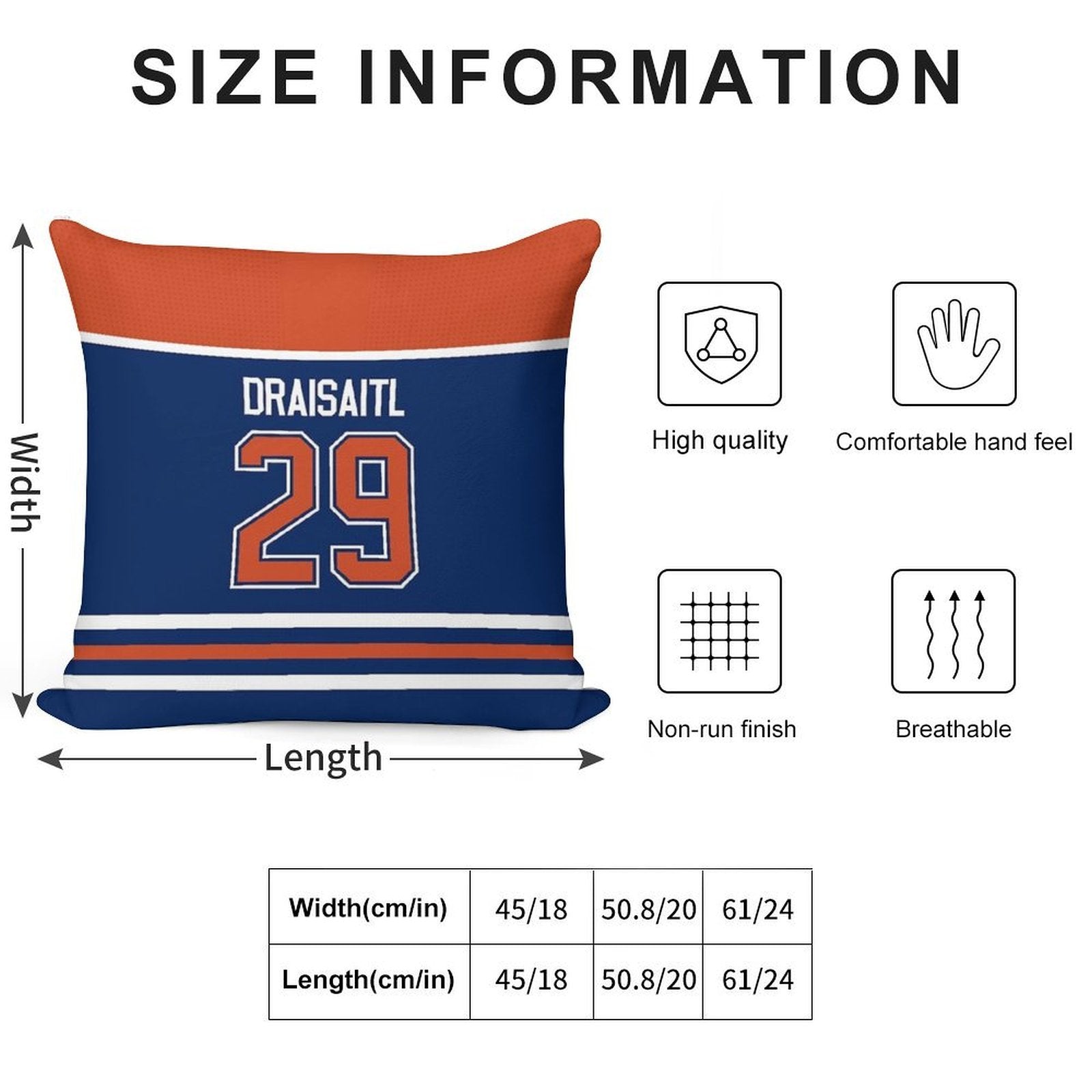 Edmonton Oilers Leon Draisaitl Home Jersey Back Phone Case Soft Anti-Pilling Throw Pillow